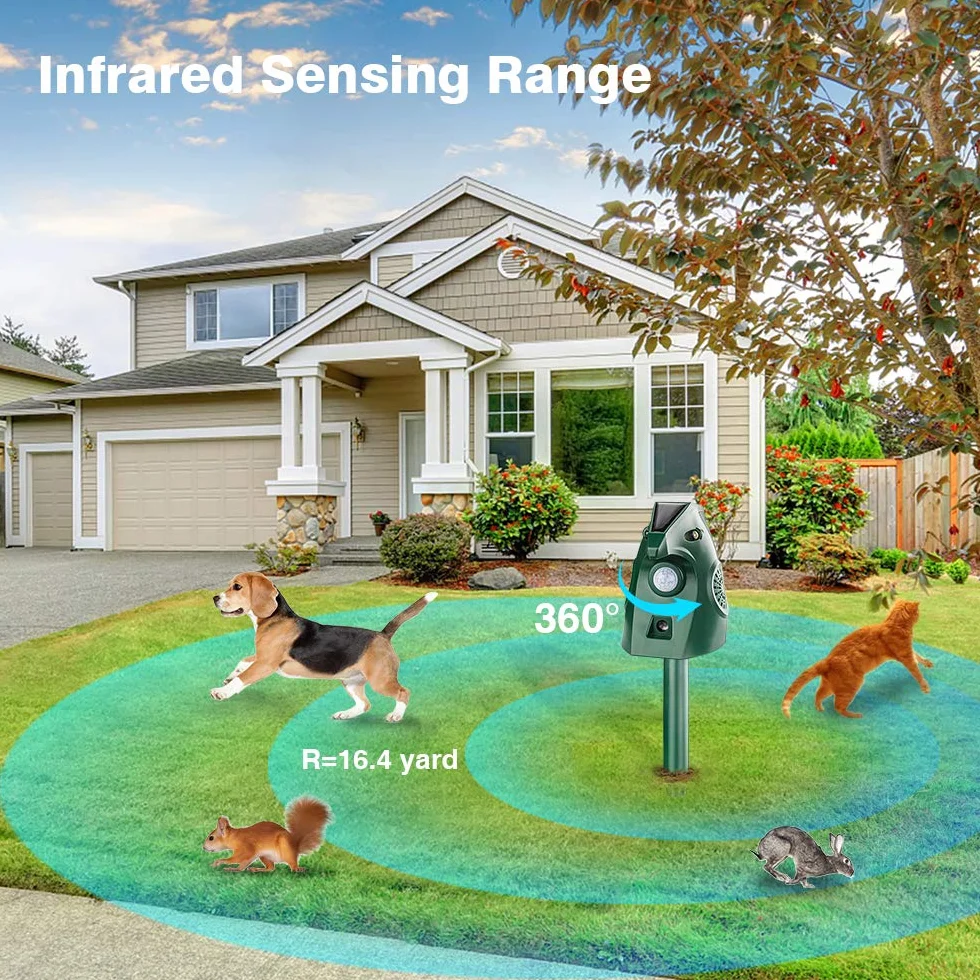 Répulsif Ultrason Chat Extérieur Solaire Anti Chat Chien Jardin USB