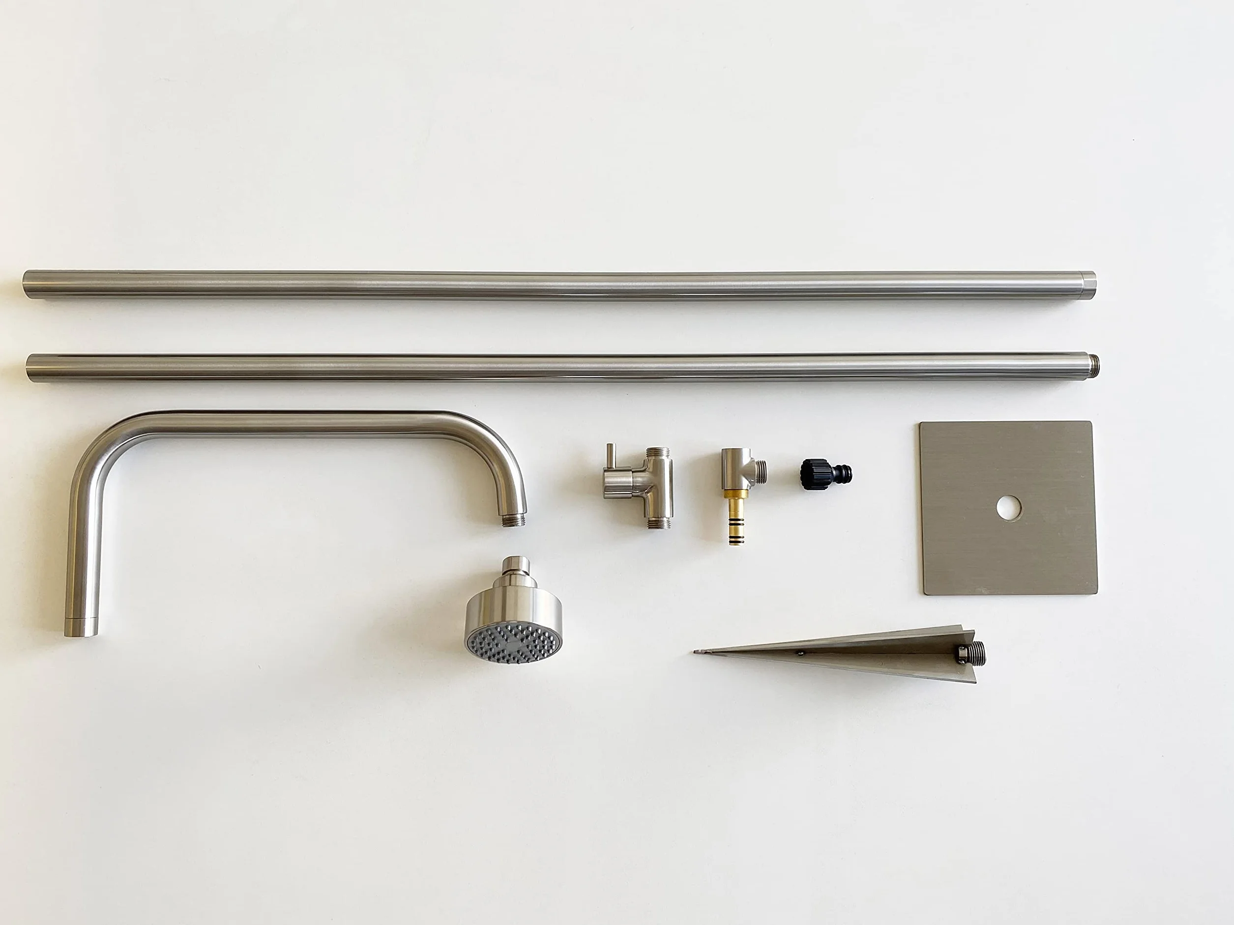 Douche de jardin extérieure Deluxe en acier inoxydable nickel brossé tête orientable