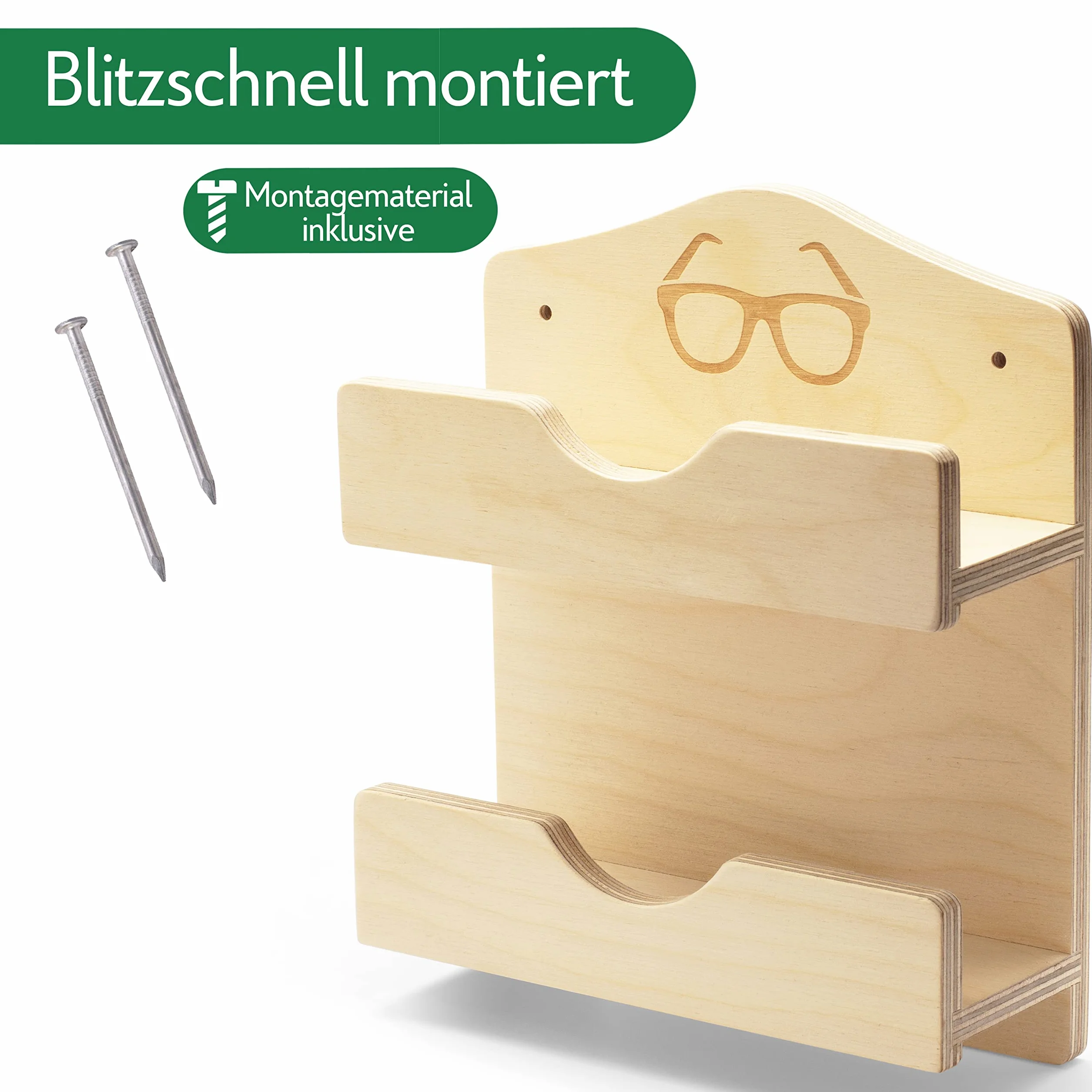 CozyNature Porte-lunettes de sauna en bois pour 2 personnes avec accessoires de montage