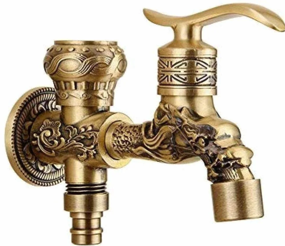 Kit Robinet d'Extérieur Bronze Antique Double Usage Laiton Montage Mural
