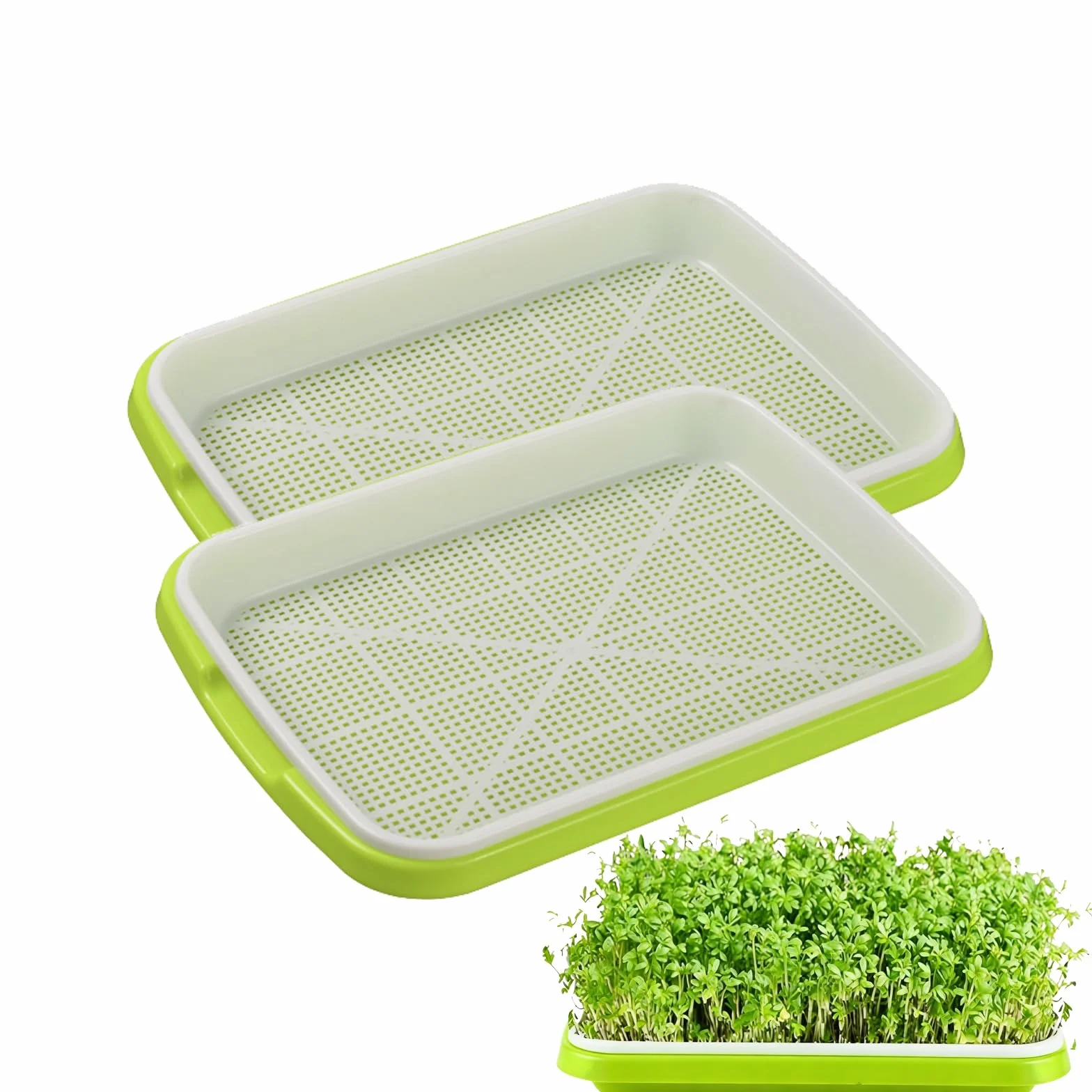 Bacs à Semis Hydroponique 2 Pièces, Plateau de Germination sans BPA, Rectangulaire Germoir à Graines