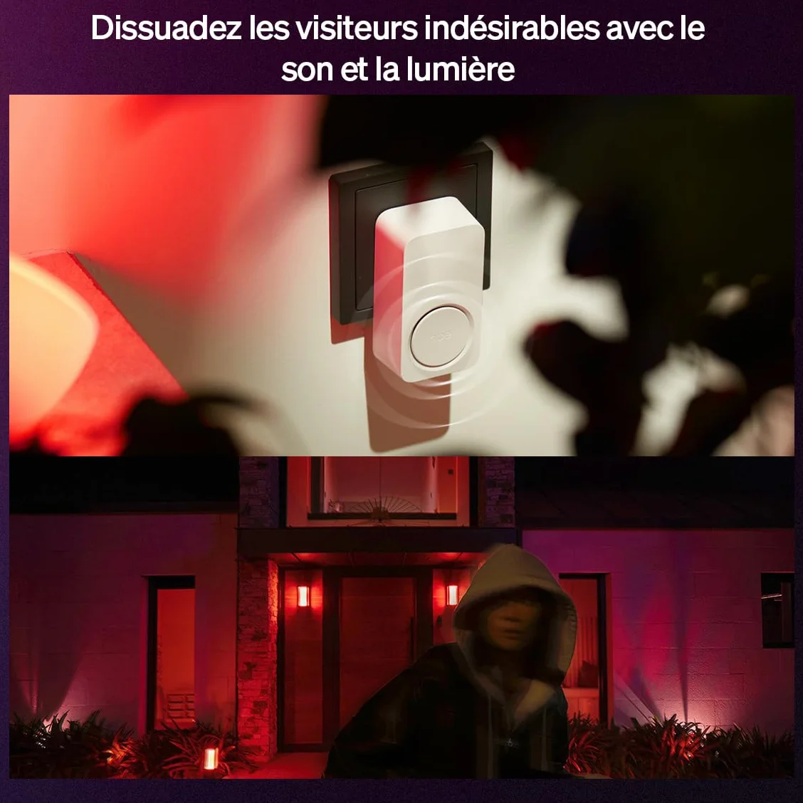 Philips Hue Sonnette vidéo filaire et Carillon connecté Secure – Caméra de surveillance extérieure résolution 2K avec audio bidirectionnel et vue infrarouge, intégration avec les lampes Hue, noir