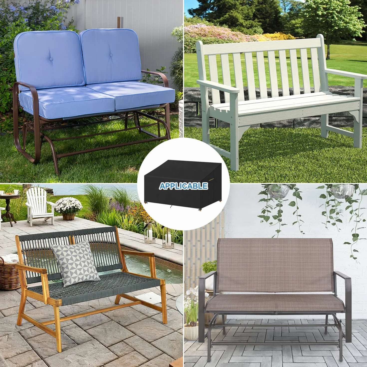 Housse de protection pour canapé de jardin 2 places imperméable anti-UV 160 x 99 x 61/89 cm