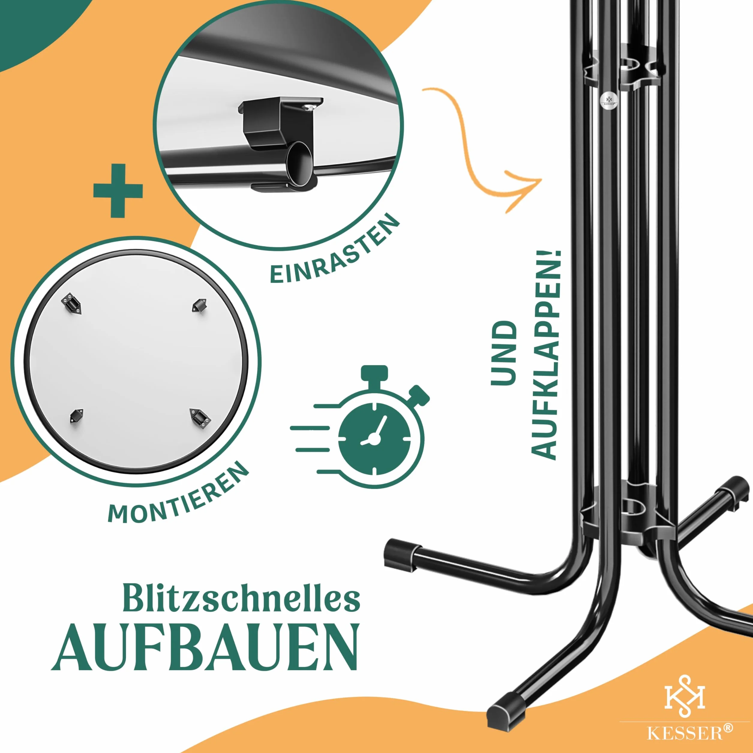 KESSER Table de bistrot pliable Ø 70 cm acier inoxydable pieds réglables