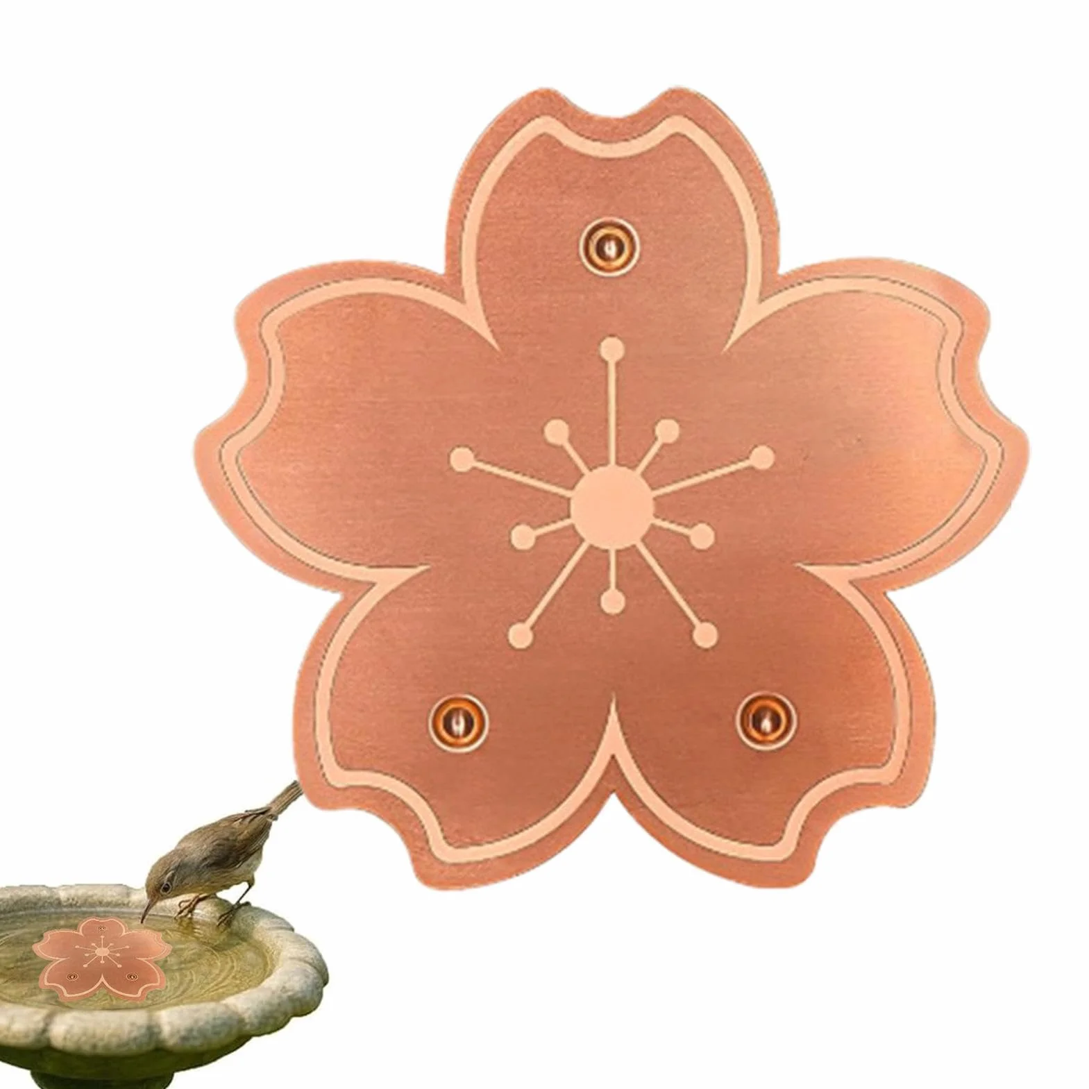 Disque Cuivre Bain Oiseaux Plaques Bronze Bassin Purificateur Eau Naturel Anti Algues Résistant Rouille Support Stable Trois Points