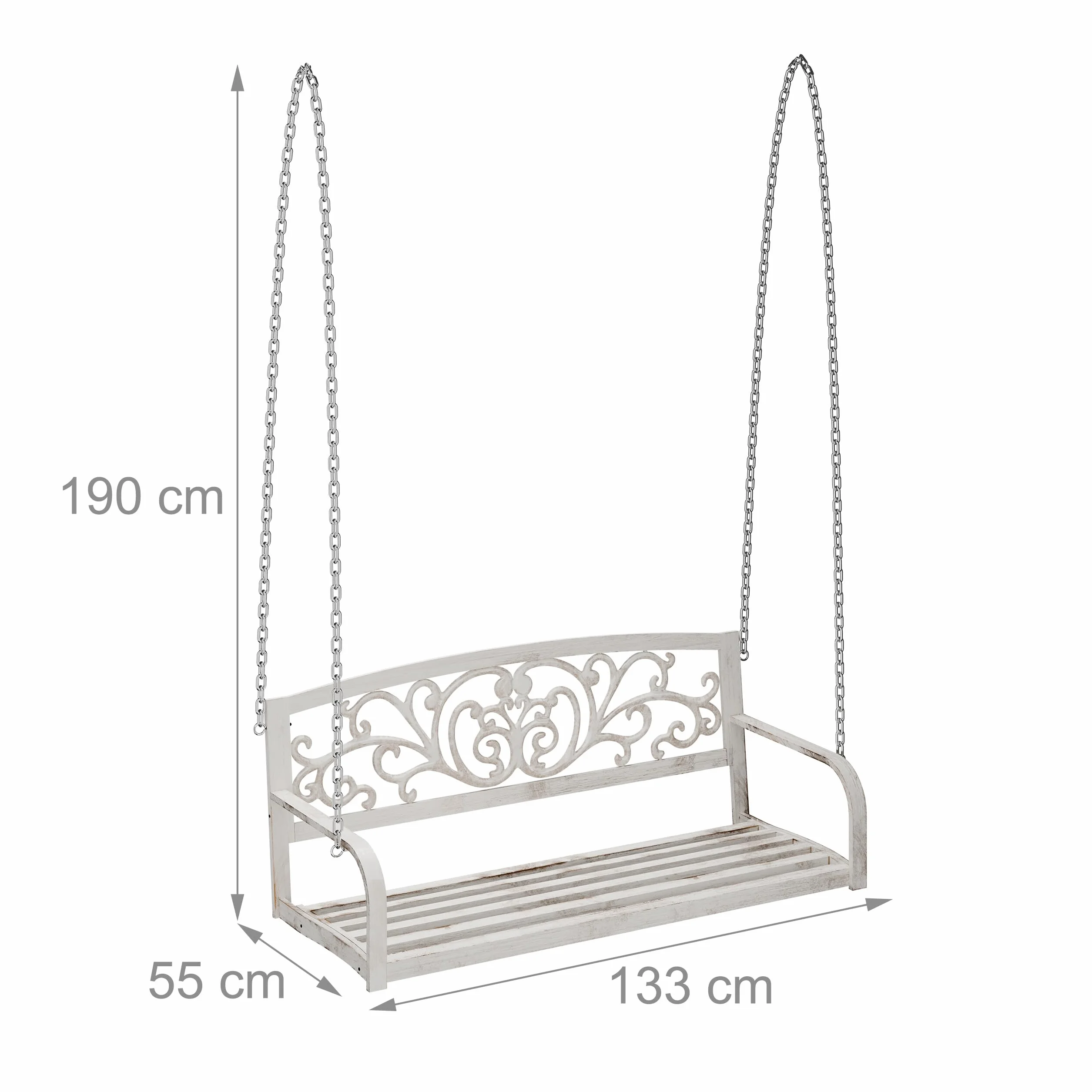 Relaxdays Banc Suspendu 2 Sièges Balançoire Jardin Design Vintage Métal 197x133x58cm