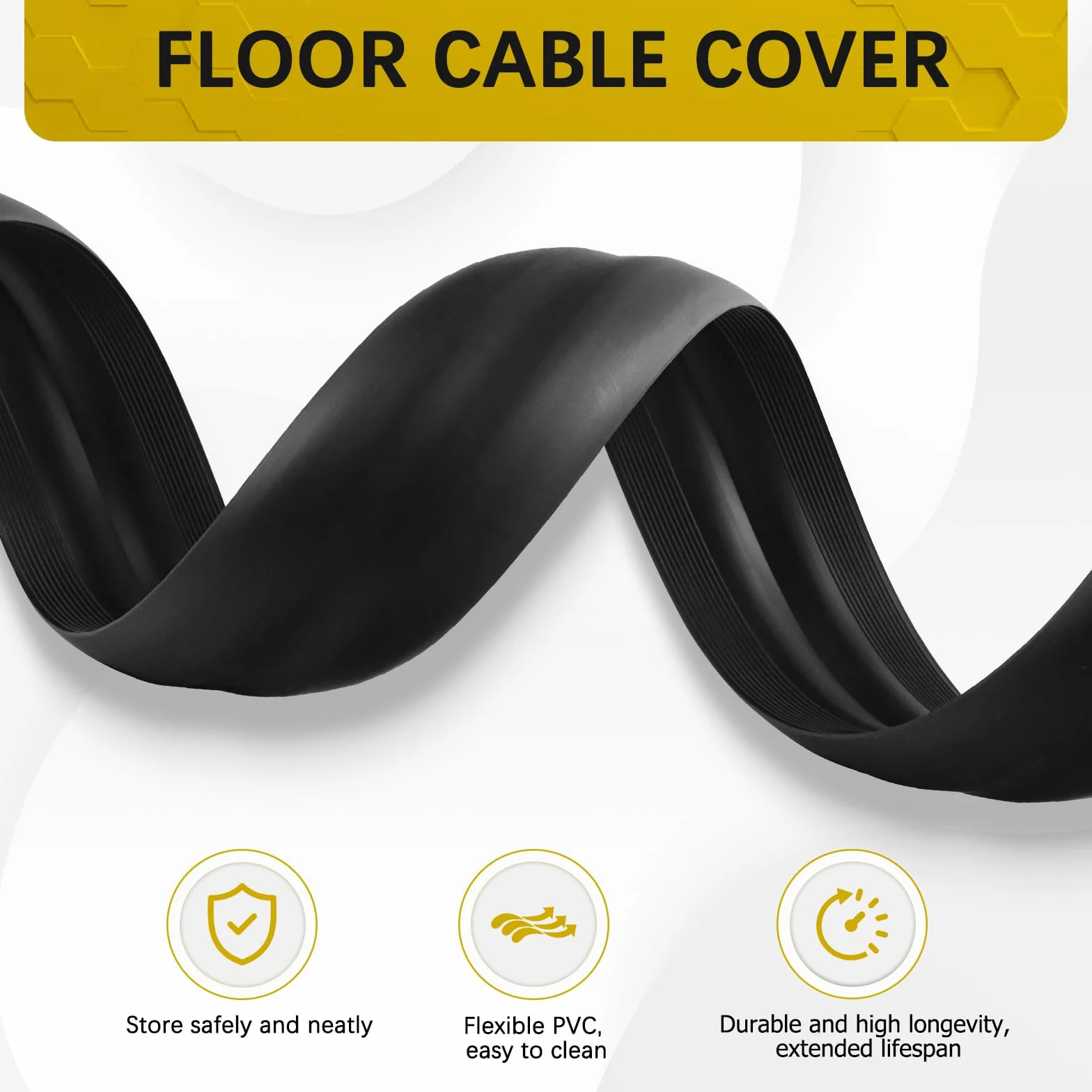 Passe Cable Sol Cache Cable Sol Auto-Adhésif 3M Cache Cable Sol Facile à Couper pour la Maison, Le Bureau, l'École, Les Concerts