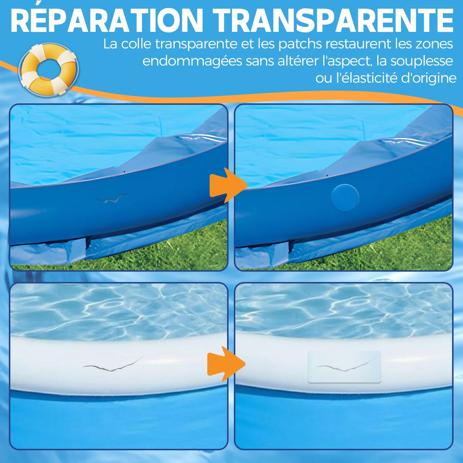 Kit Reparation Piscine Transparente Colle PVC pour Spa Gonflable 60ml