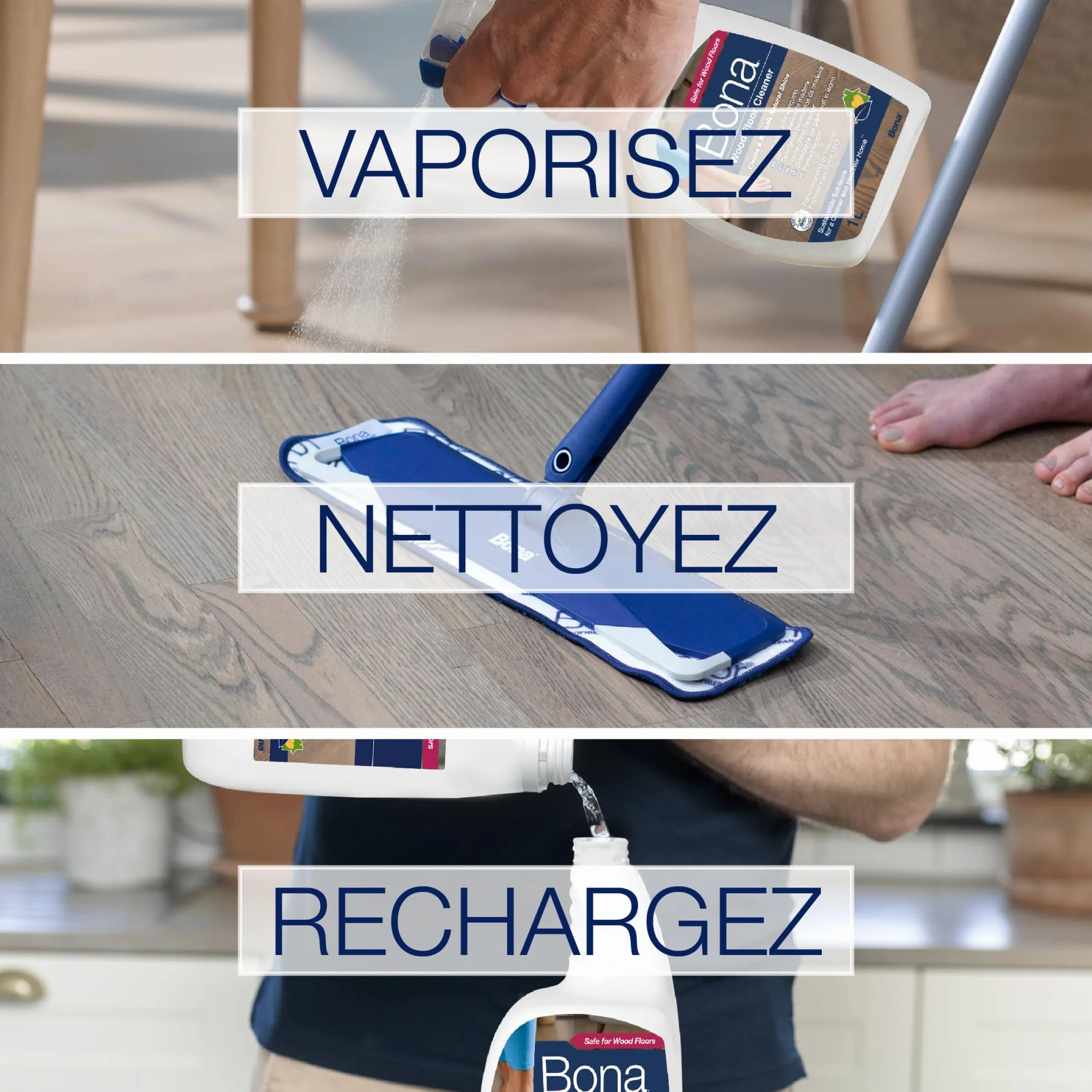 Bona Nettoyant Parquet 1L - Produit Nettoyant Sol Professionnel - Bois - Nettoyant Sol Non Moussant - Sans Résidu & Sèche Rapidement