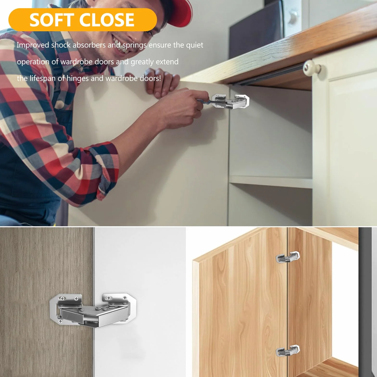 10 PcsCharnières de Porte, Charnière Pliables à 90 Degrés, Charnières pour portes de placards invisibles et silencieuses, Charnières de Porte de Placard Armoires pour Table Meubles