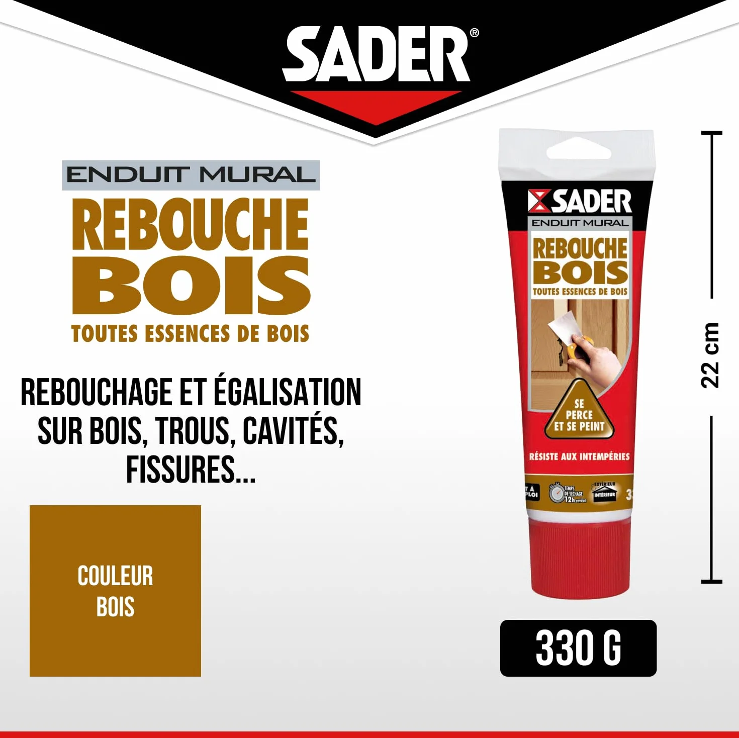 SADER - Sader Enduit de rebouchage bois - Conditionnement 330GR