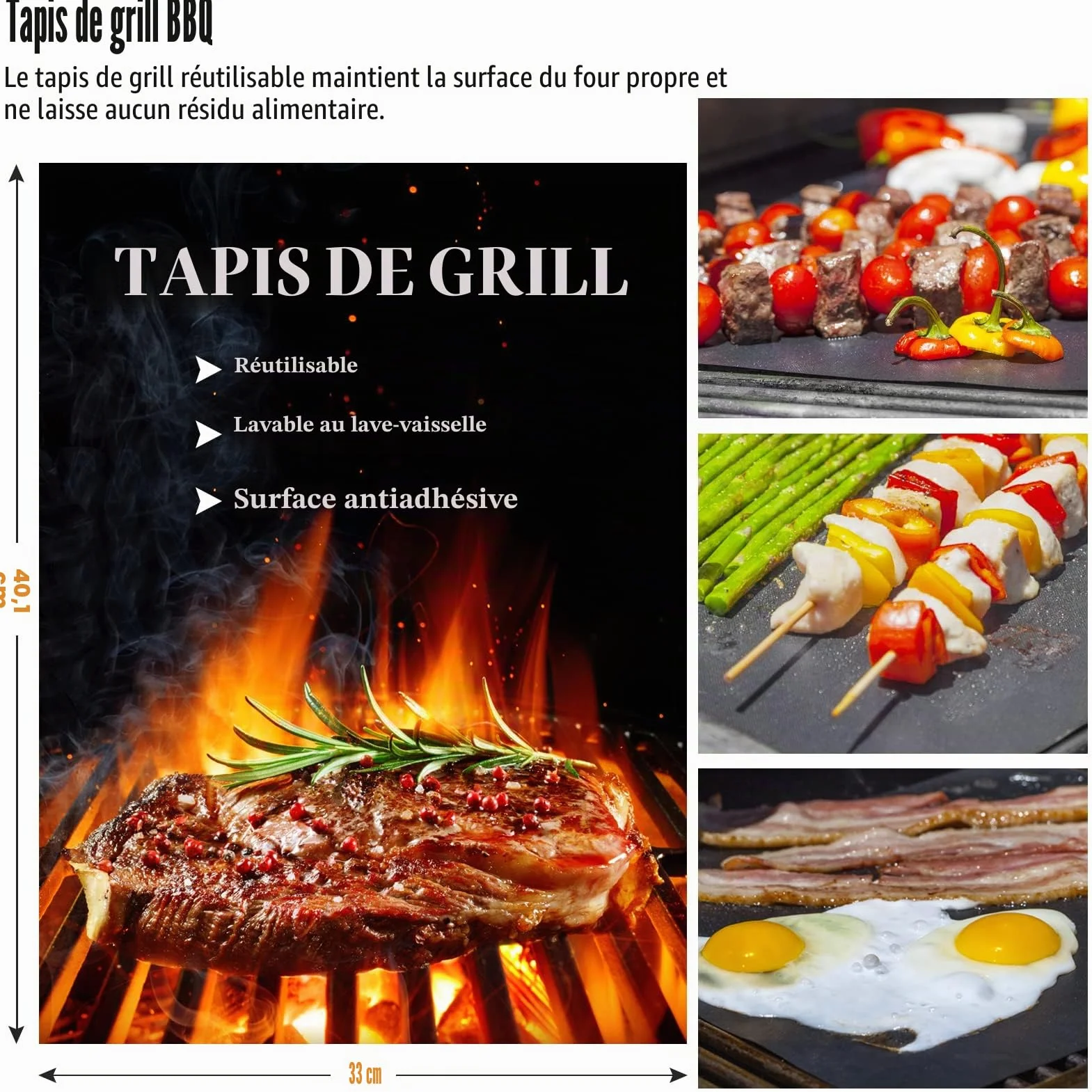Grilliance Lot de 30 ustensiles de Barbecue en Acier Inoxydable - Pince à Barbecue avec Mallette et Tapis