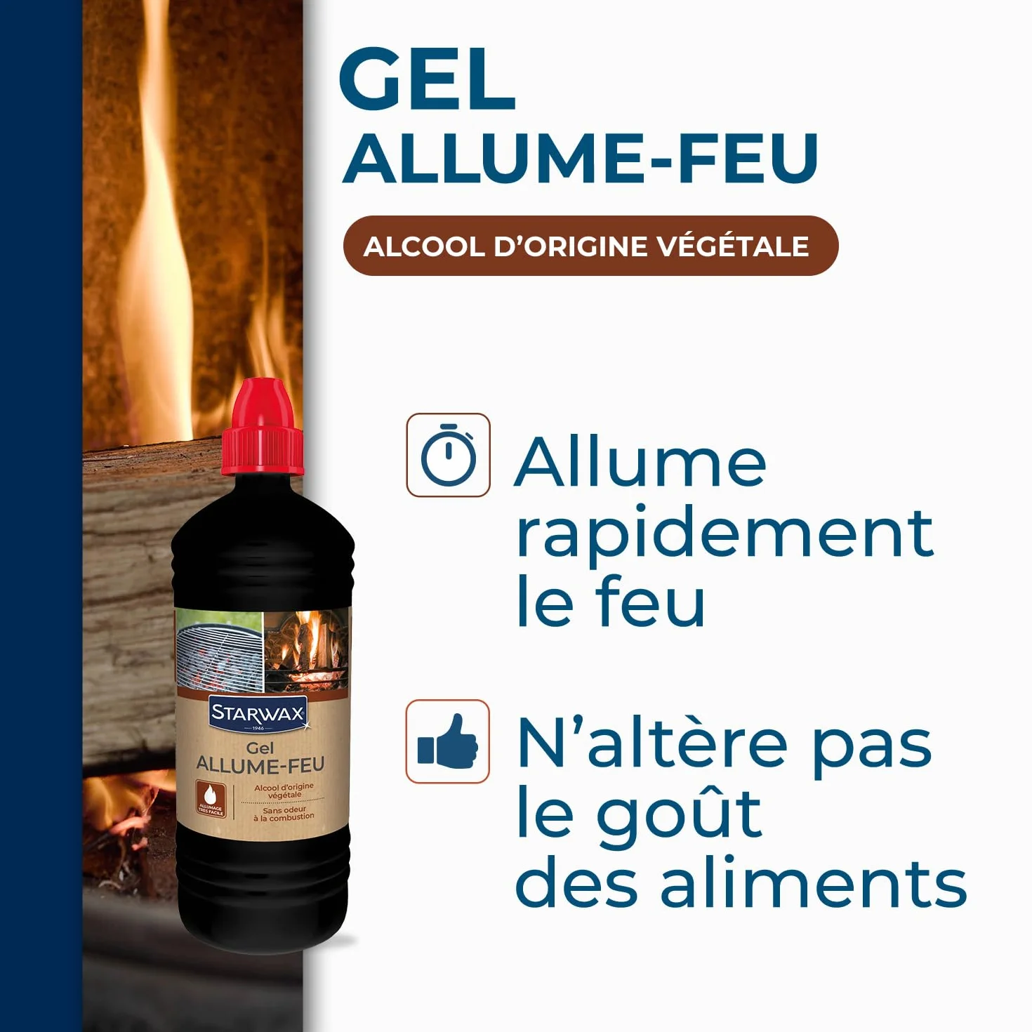 STARWAX Gel Allume Feu Barbecue Cheminée sans Odeur Bitrex 850ml