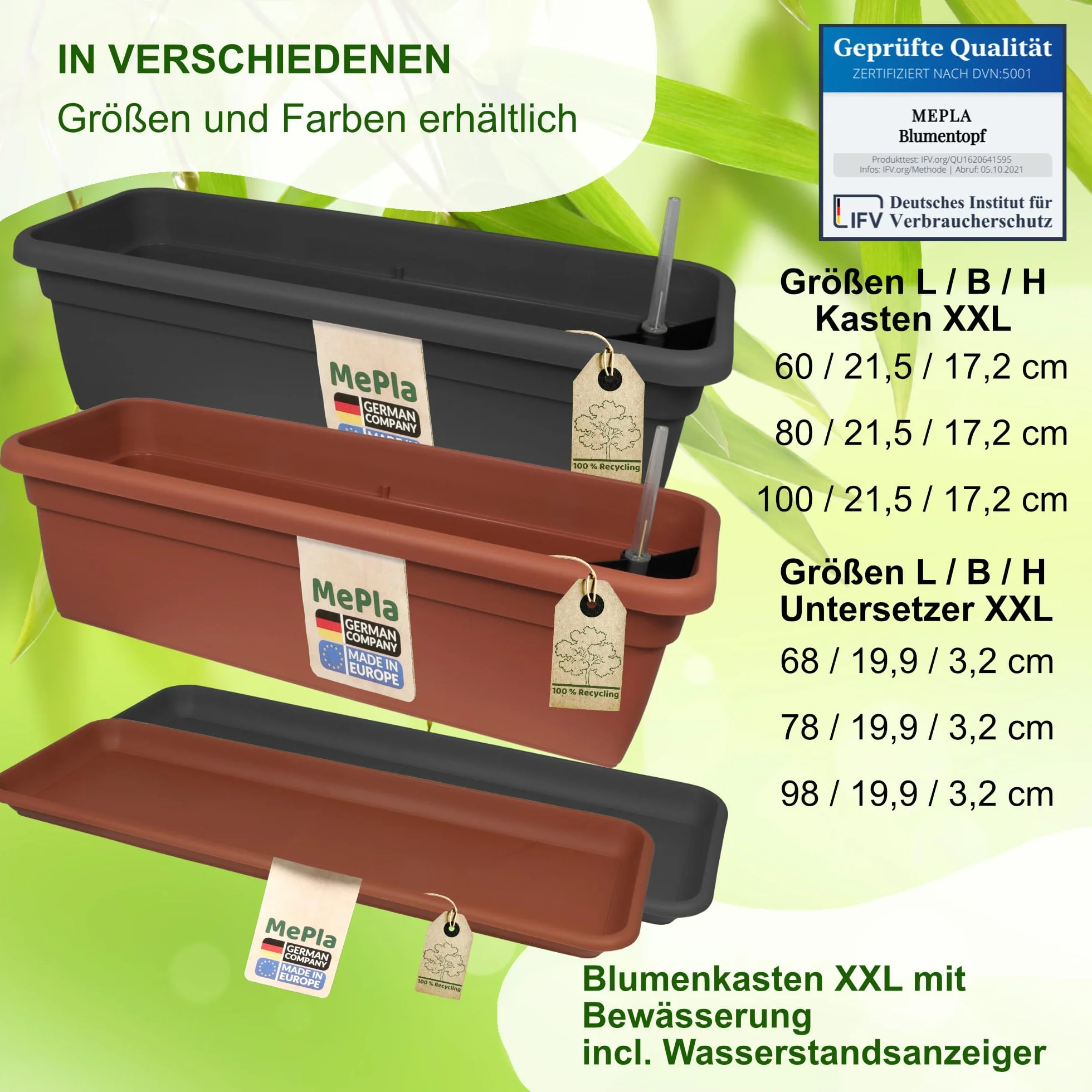 MePla XXL Balcon avec Irrigation Sous-Verres Assortis Anthracite 98 cm