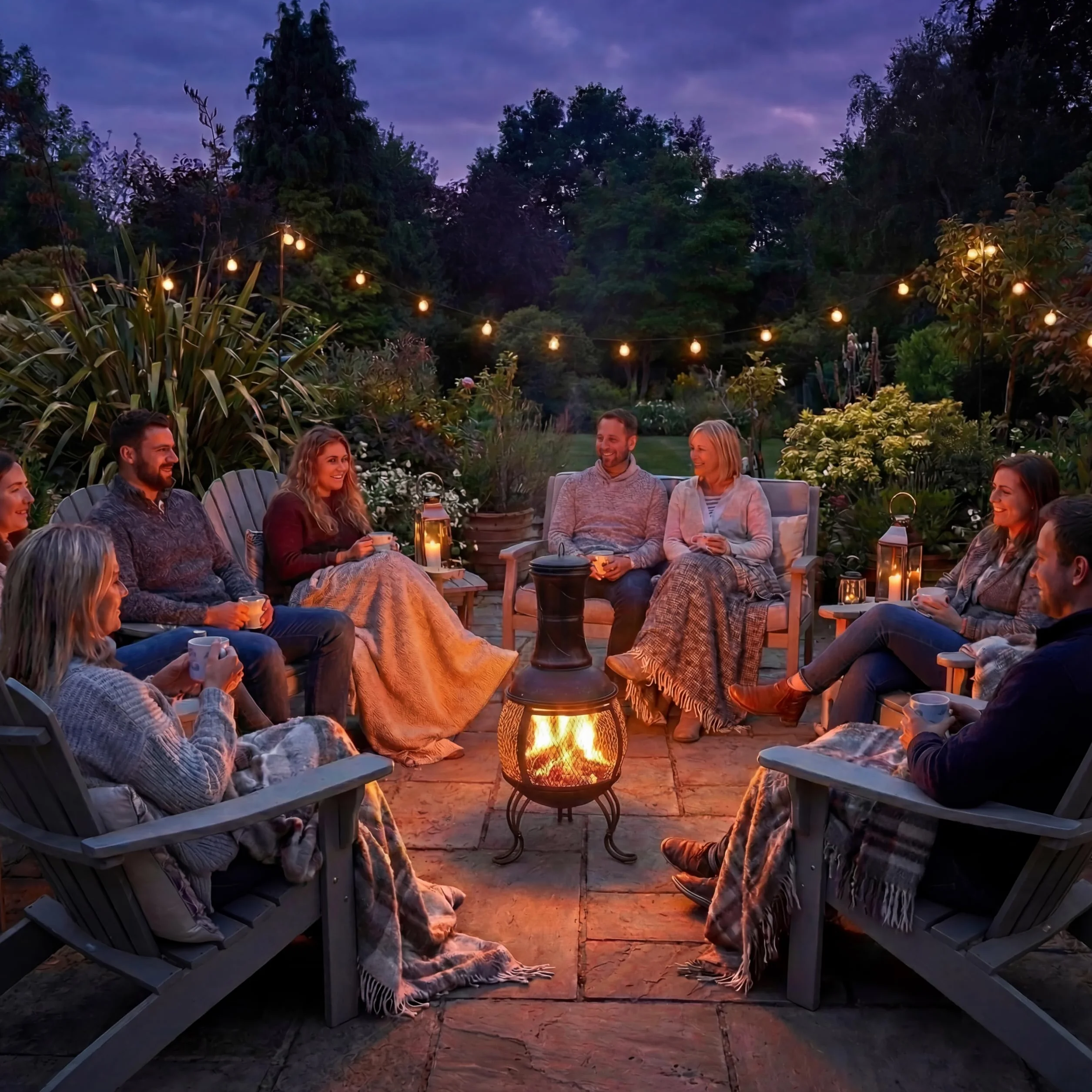 Cheminée en Acier pour Jardin Fire Vida Noir et Or Antique
