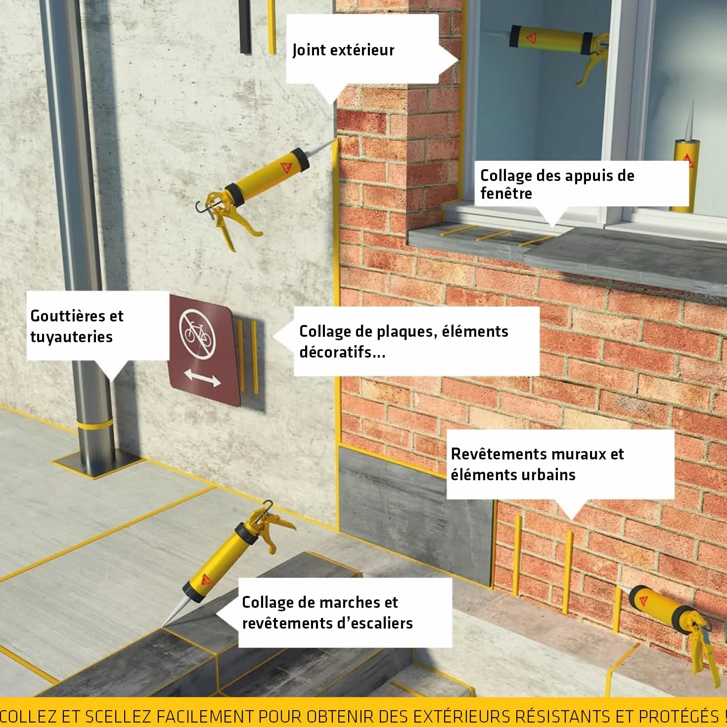 SIKA - Mastic joint et colle multi-usages - Sikaflex 11 FC Purform Marron - Tout en un - Multisupports - Intérieur et extérieur - Idéal travaux de bricolage - Durcit rapidement - 300 ml