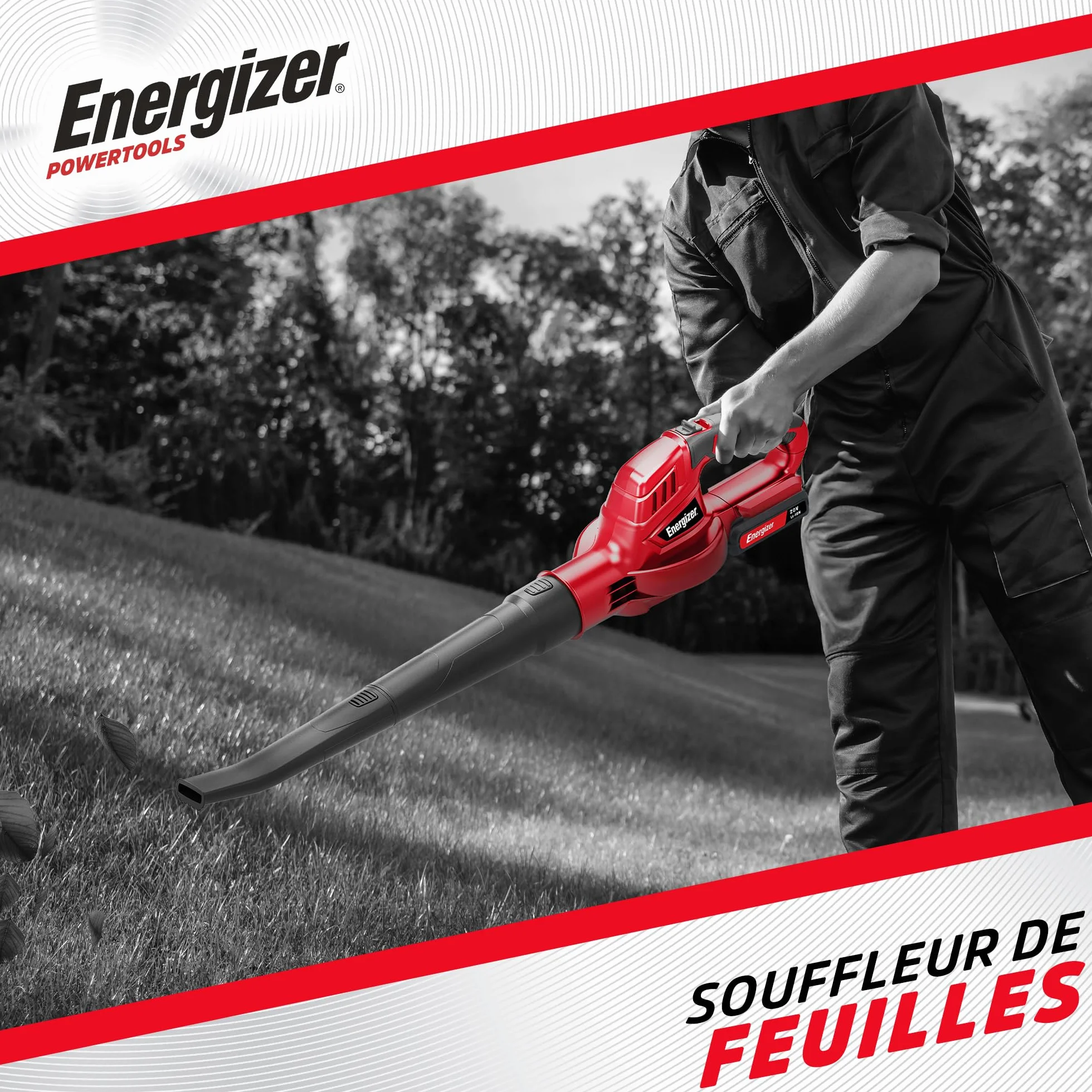 Energieur Souffleur de Feuilles sans Fil 20V 210 km/h 5000 L/min 13000 RPM 1,2 kg Batterie Chargeur Inclus