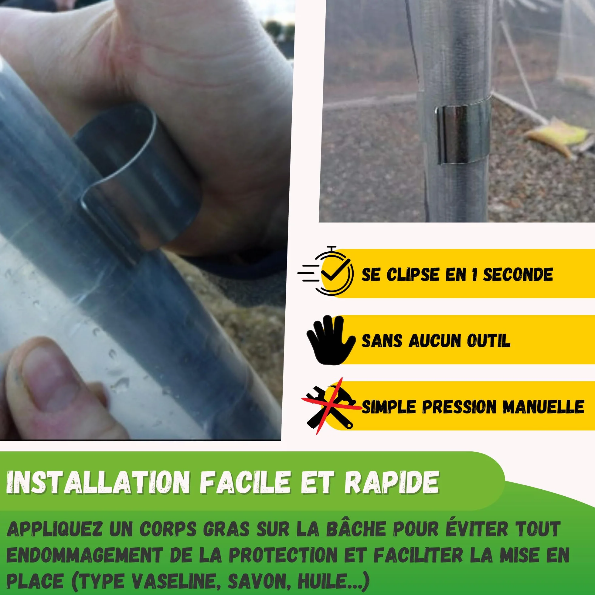 JARDEN Lot 20 Clips Diamètre 25mm pour Serre de Jardin - Fixation Métal Revêtement Zinc