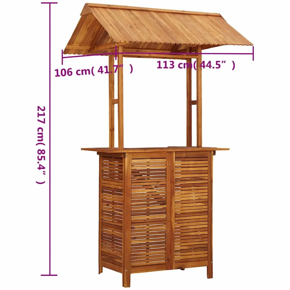 Table de Bar d'extérieur en Bois d'acacia 113x106x217 cm Brun