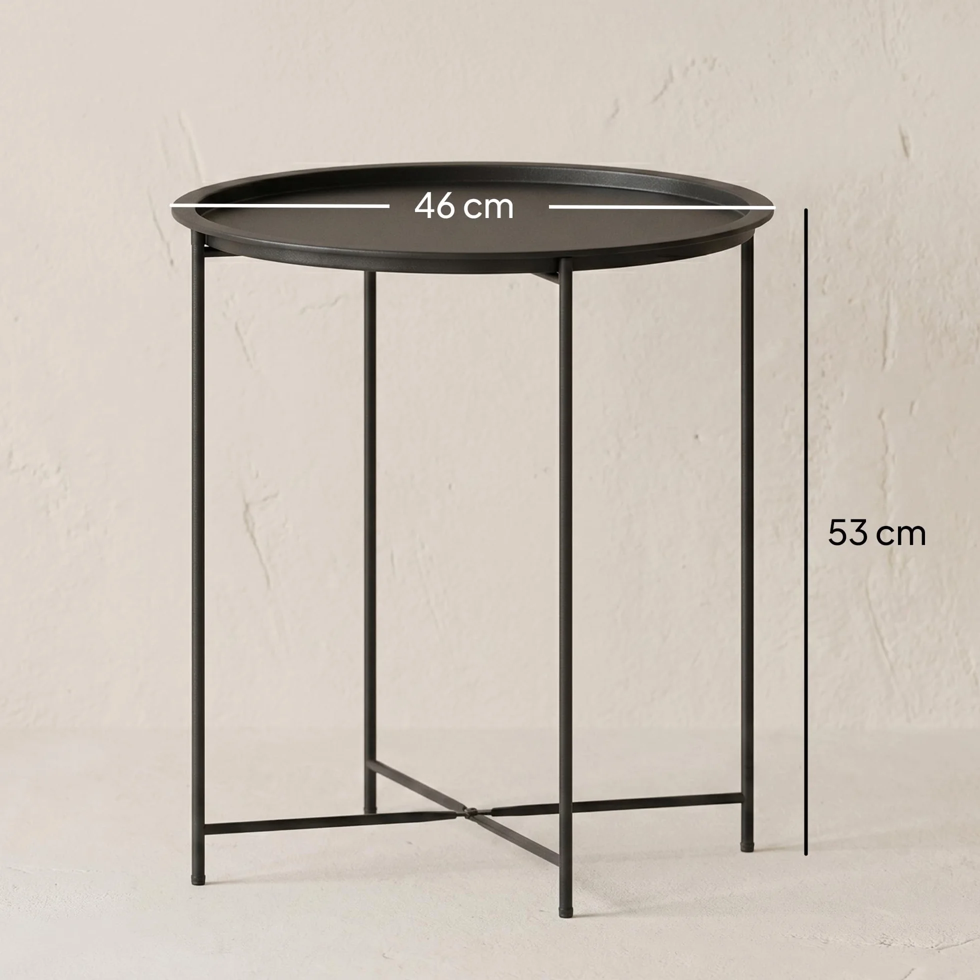 Outsunny Petite Table Basse Ronde d'Appoint de Jardin en Acier avec Plateau Amovible, Noir