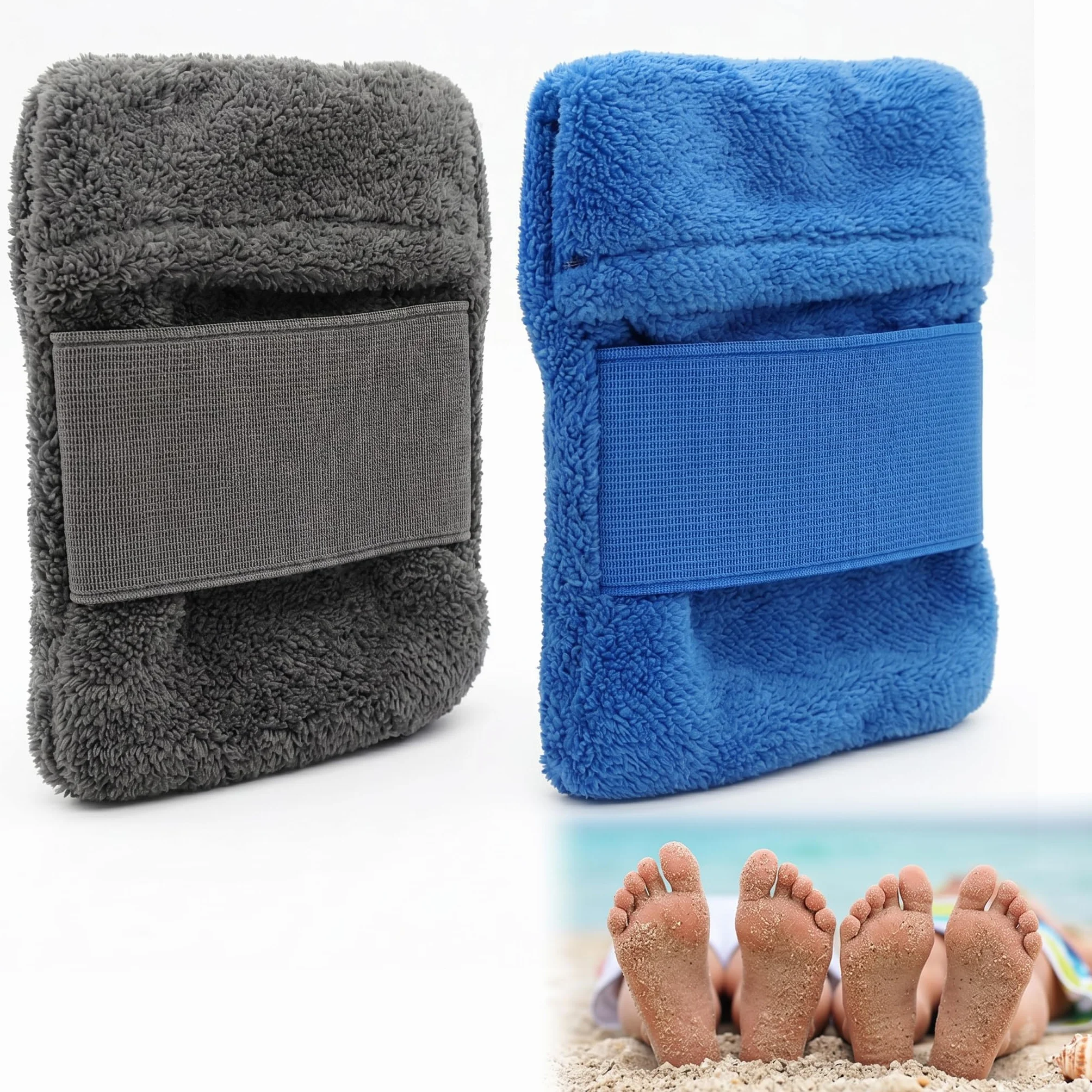 Ensemble 2 Pièces pour Éliminer Le Sable de Plage Brosse à Sable avec Gant Doux, Nettoyant à Sable Réutilisable et Sac de Rangement Accessoires de Plage pour Vacances et Camping