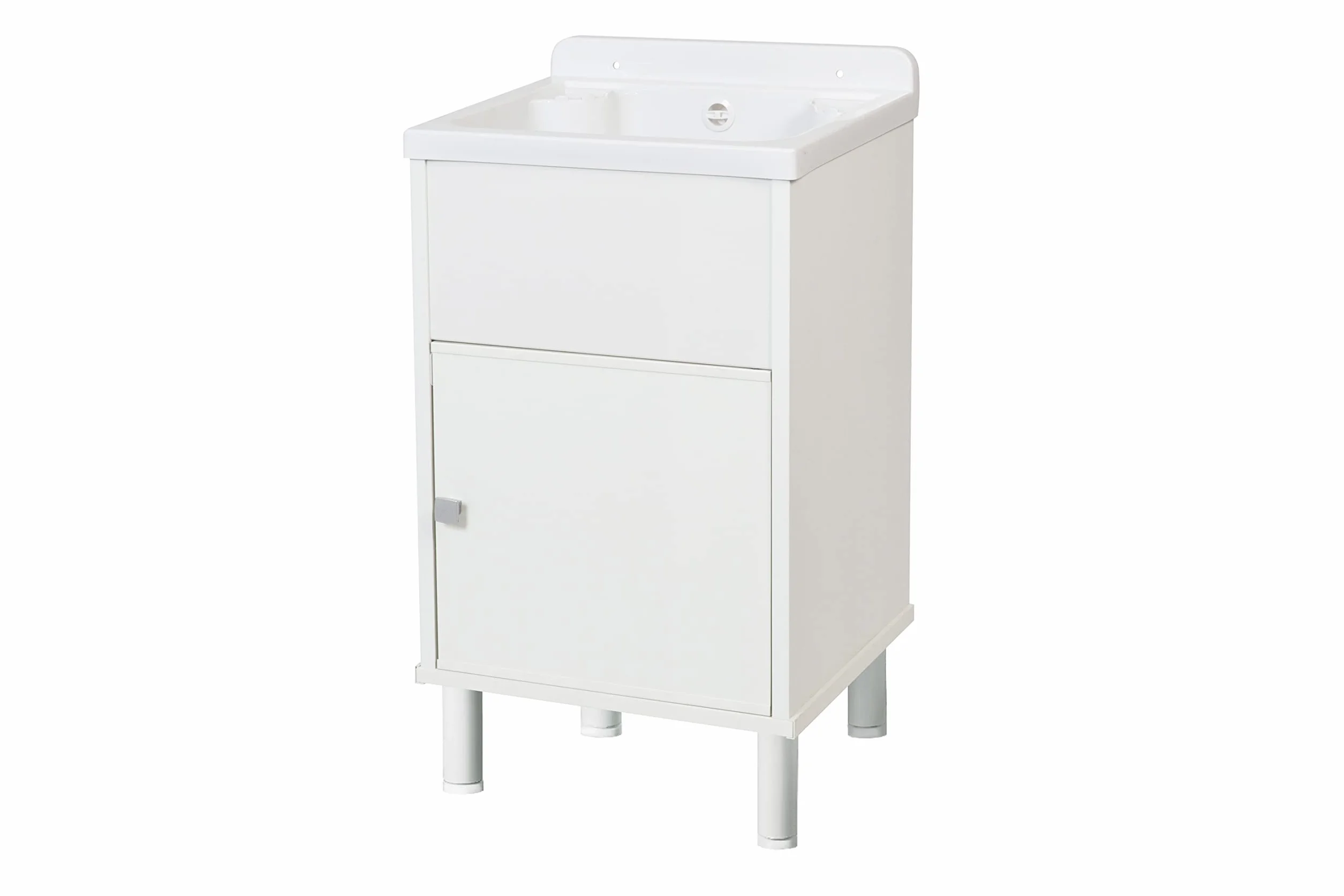 Mini lavabo en résine PVC avec meuble de rangement L 42 x P 34 x H 80 cm Blanc