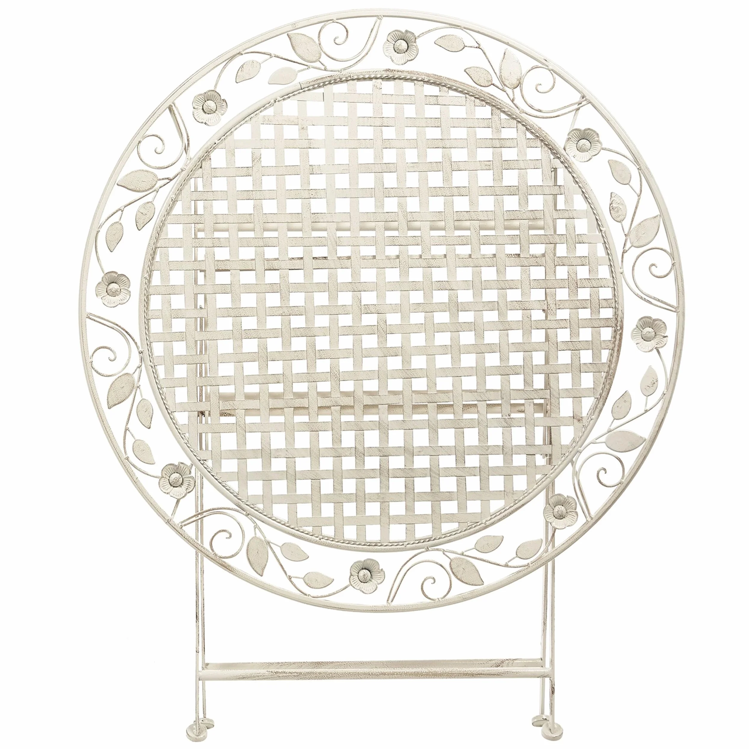 Beliani Petit Table Bistrot Ronde 90 cm Pliante Blanc Cassé Jardin Terrasse