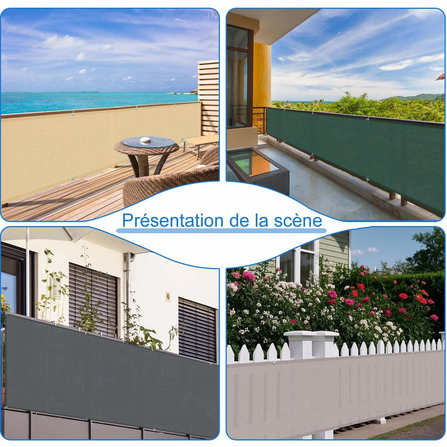 COOL AREA Brise Vue Balcon 100x300cm Imperméable UV Résistant pour Exterieur Terrasse Jardin