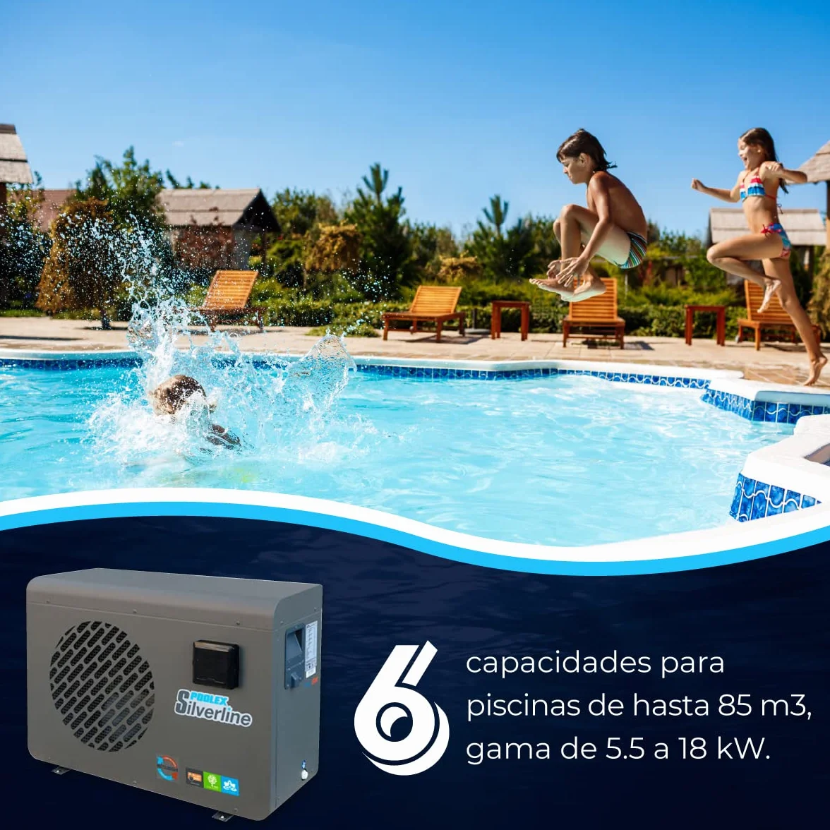 POOLEX PC-SLP090 Silverline 90 Pompe à Chaleur Piscine 9kW 40-50m3