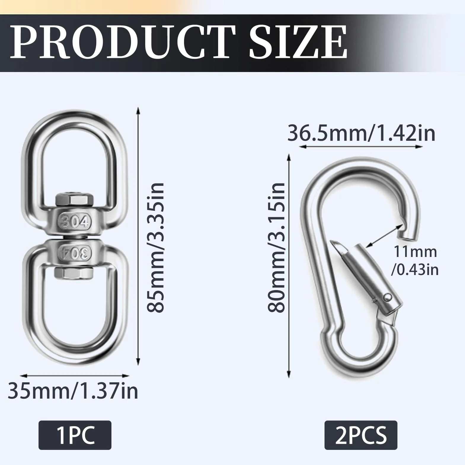Émerillon en Acier Inoxydable 304 M8 avec Articulation Pivotante 360° pour Fauteuil Suspendu