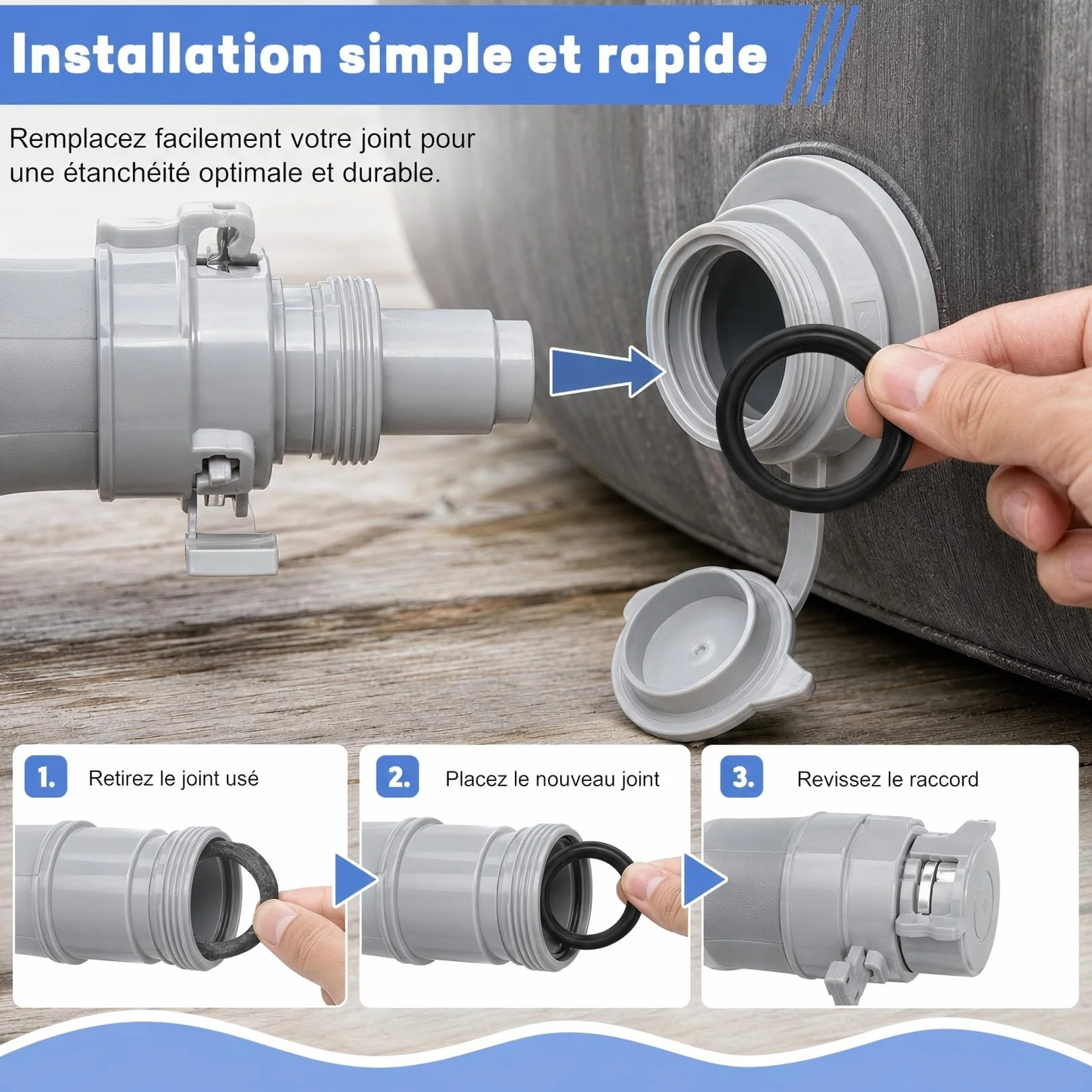 Joints de Connecteur de Remplacement 11699, Joint Silicone Entrée et Sortie pour Intex Pure Spa Simple Spa