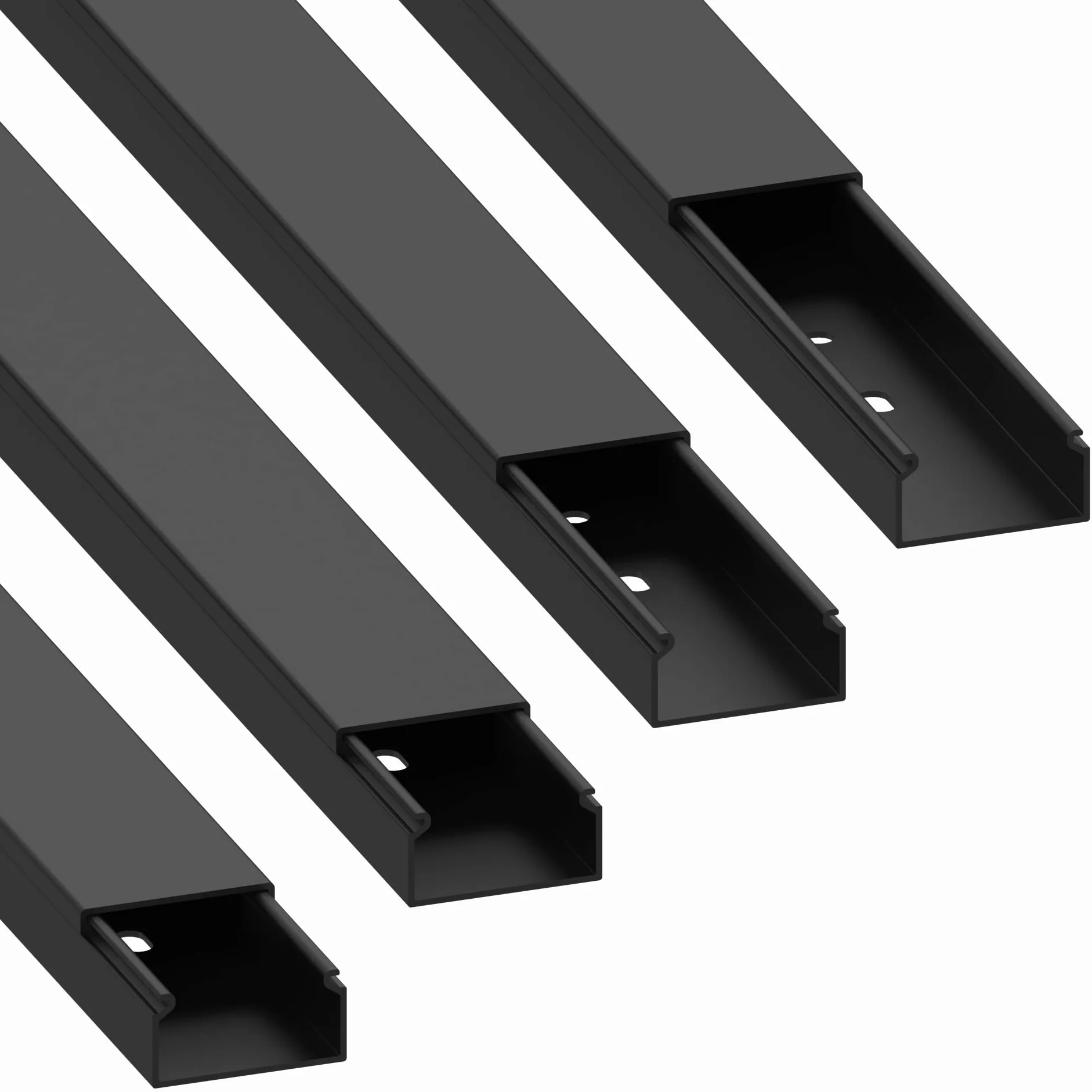 Cablecoach Habengut Goulotte de câble (avec Trou de Montage dans Le Fond) 15 x 30 mm en PVC, Couleur : Noir, Longueur 4 m (4 x 1 m de Longueur)