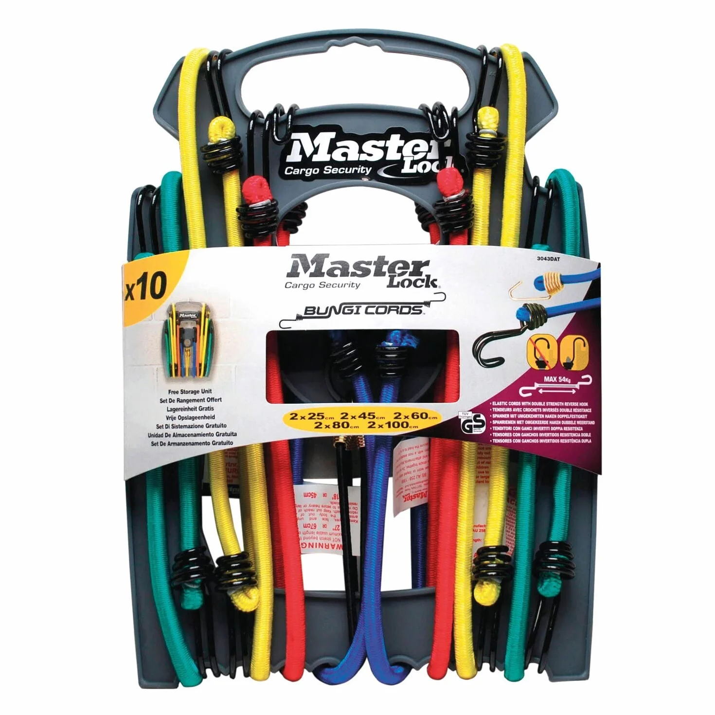 Master Lock - Tendeur - Set rangement 10 pièces - Crochet Inverse mixte adulte - Vert/Jaune/Rouge/Bleu - 25 x 45 x 60 x 80 x 100 cm, 25 x 45 x 60 x 80 x 100 cm