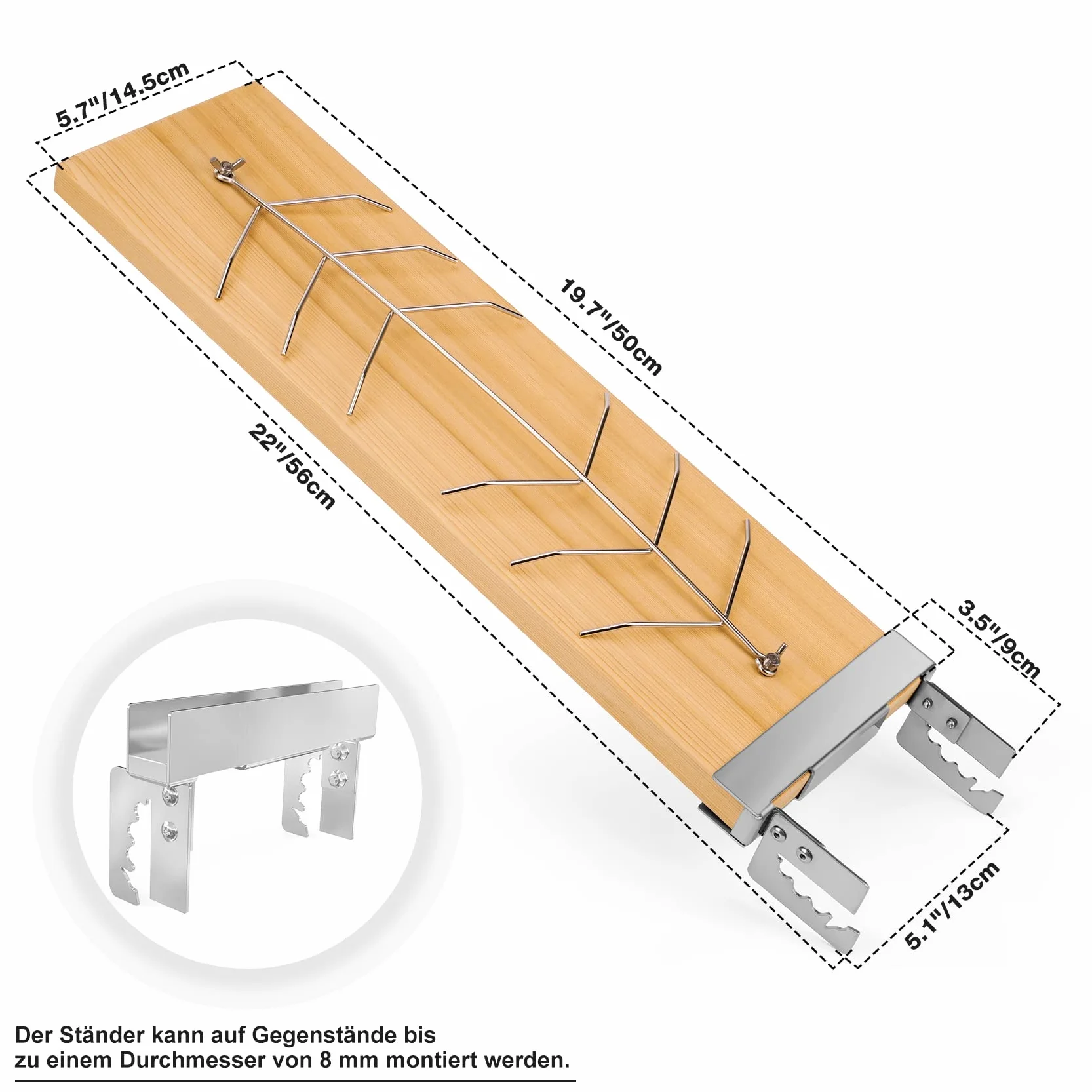 onlyfire Planche à Griller Saumon en Bois avec Support Réglable Acier Inoxydable pour Barbecue Extérieur, Double Face