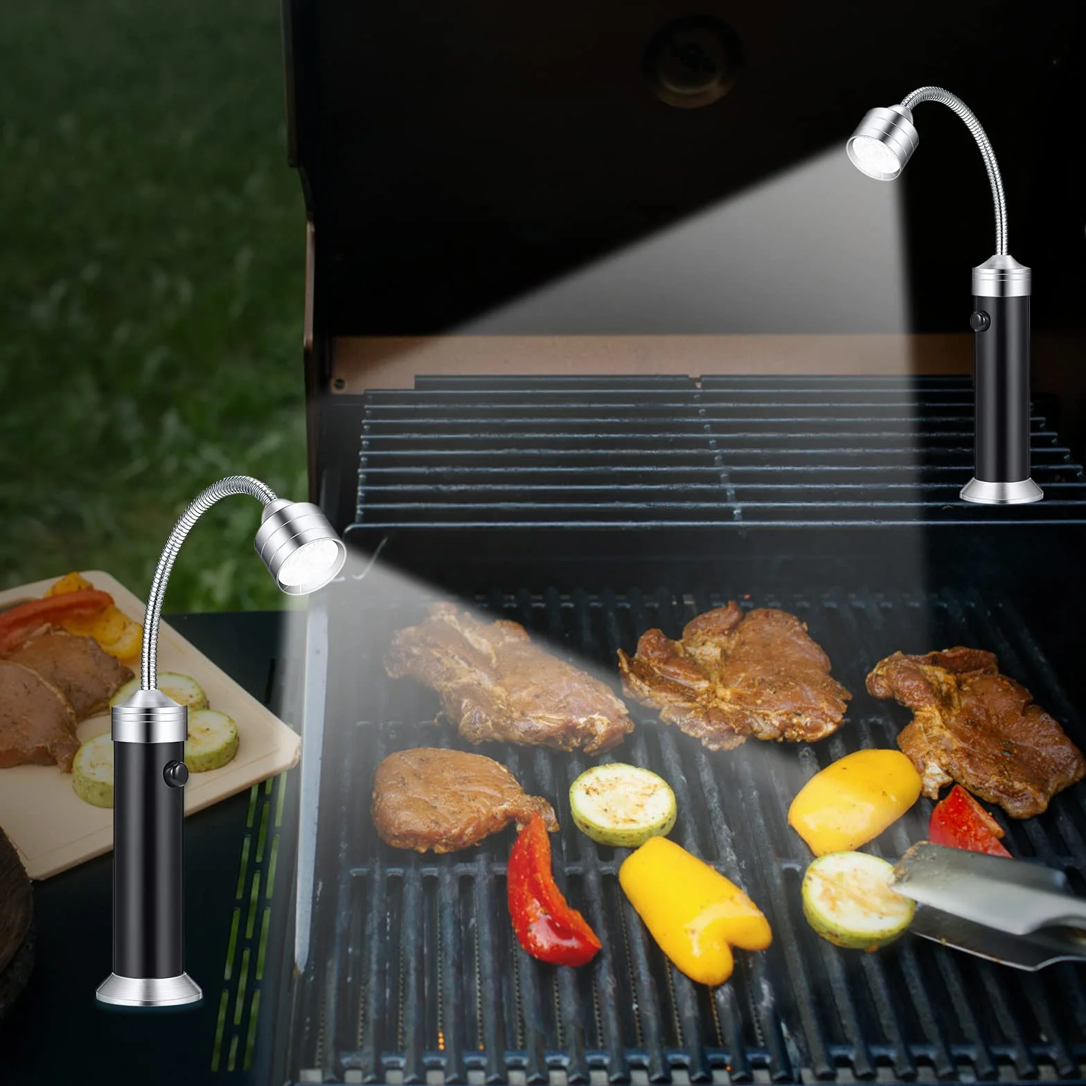 HENGBIRD Lot de 2 Lampe LED Barbecue Gril BBQ avec Base Magnétique Rotation 360° Flexible Réglable
