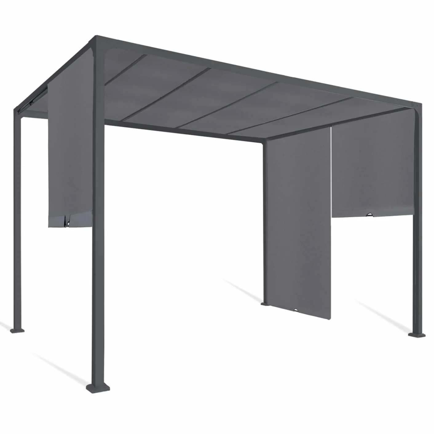 Pergola coulissante 2 pans 3x3 M Toile Gris Anthracite
