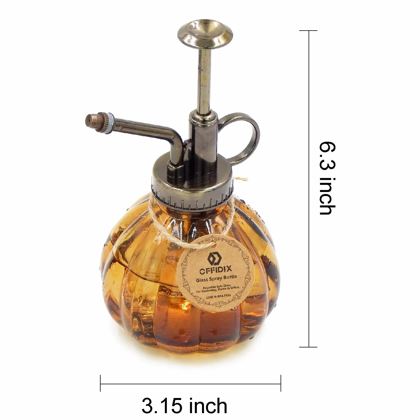 OFFIDIX Arrosoir en Verre Vintage 6.3 Pouces avec Pompe en Plastique Bronze pour Jardin
