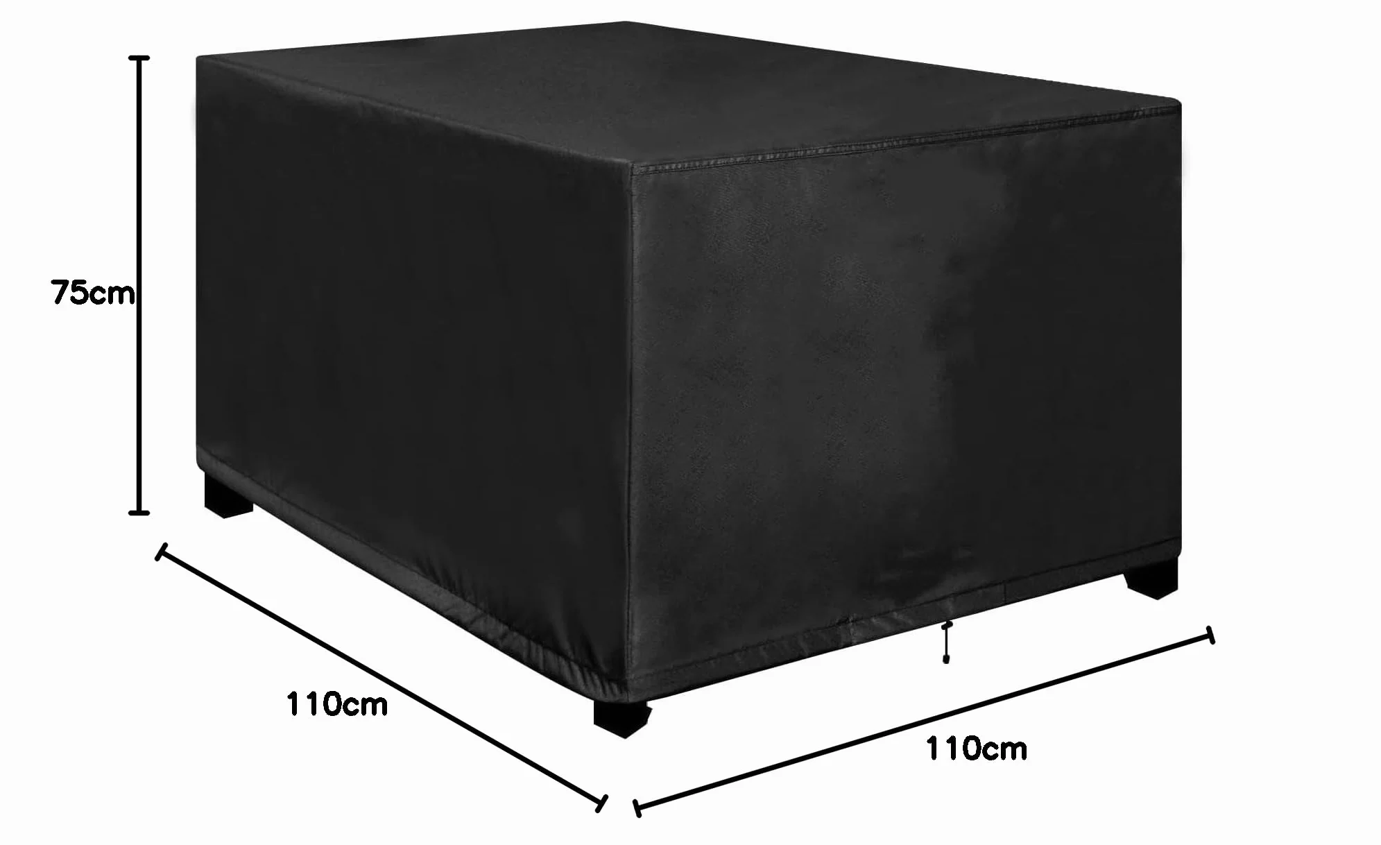 Bache Protection Exterieur Grande Taille 110x110x75cm Impermeable Tissu Oxford 600D Rectangulaire Housse Salon de Jardin Noir