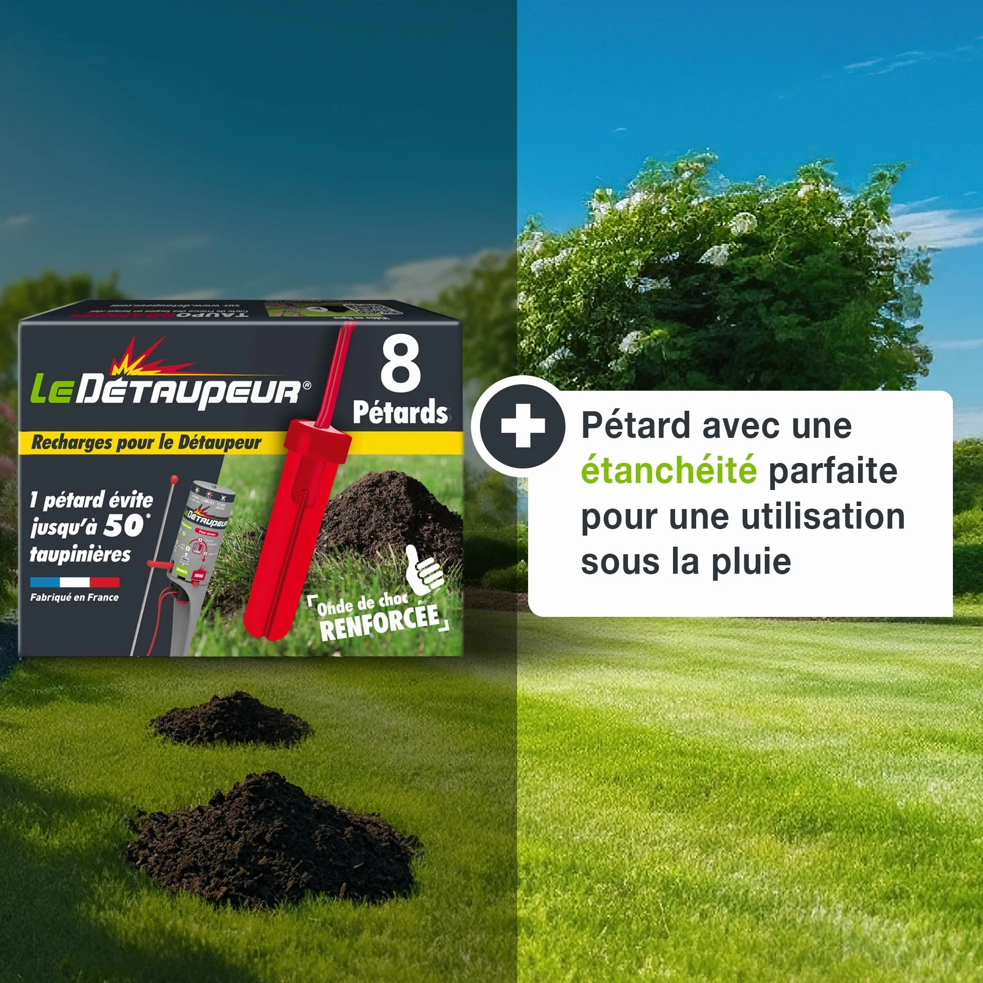 LE DETAUPEUR 8 Recharges Anti Taupes - Kit Complet - Efficace & Puissant - Utilisable Sous La Pluie