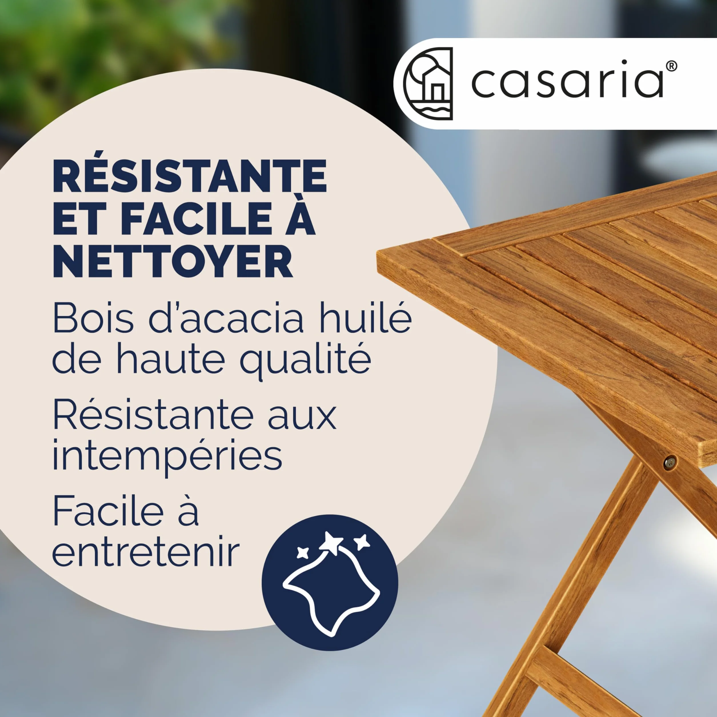 Deuba CASARIA® Table Basse Pliante en Bois d'acacia 46x46cm
