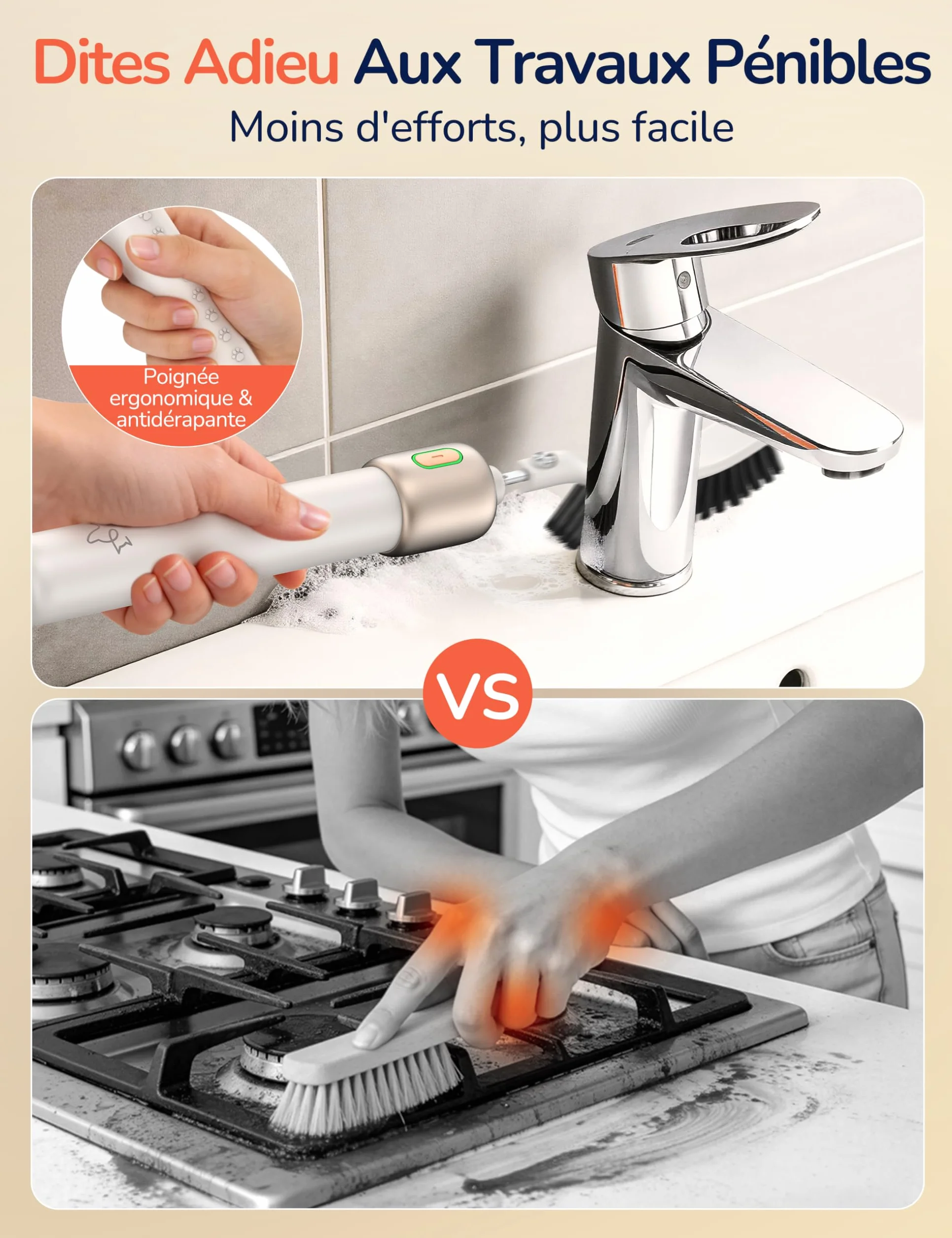 Brosse de Nettoyage Électrique, PalNests Brosse Joint Carrelage avec 2 Têtes et 3 Vitesses Réglables pour Salle de Bain, Baignoire, Toilettes, Cuisine, Carrelage et et Voitures