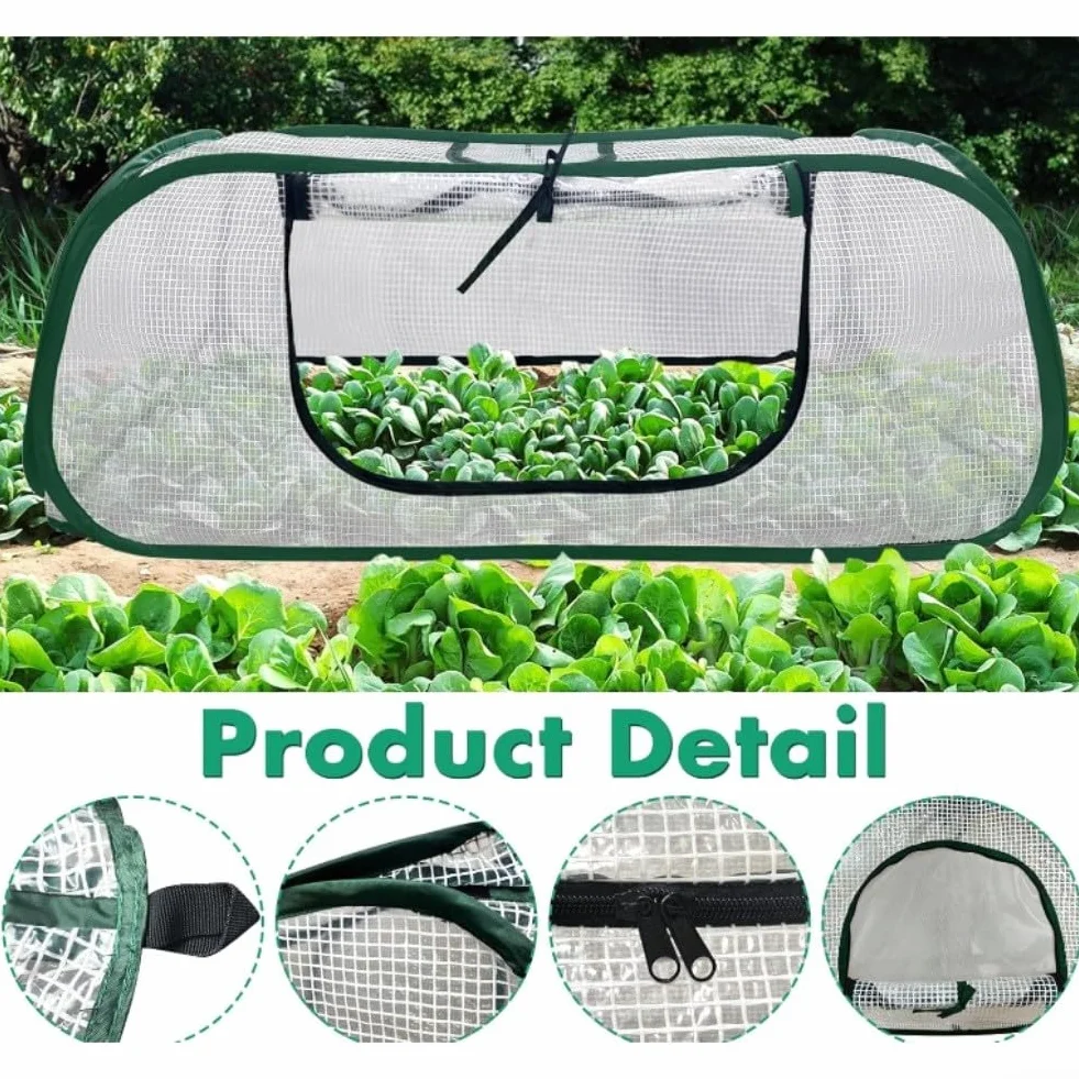 Housse de protection en polyéthylène pour serre tunnel 115 x 50 x 45 cm avec 6 piquets de sol