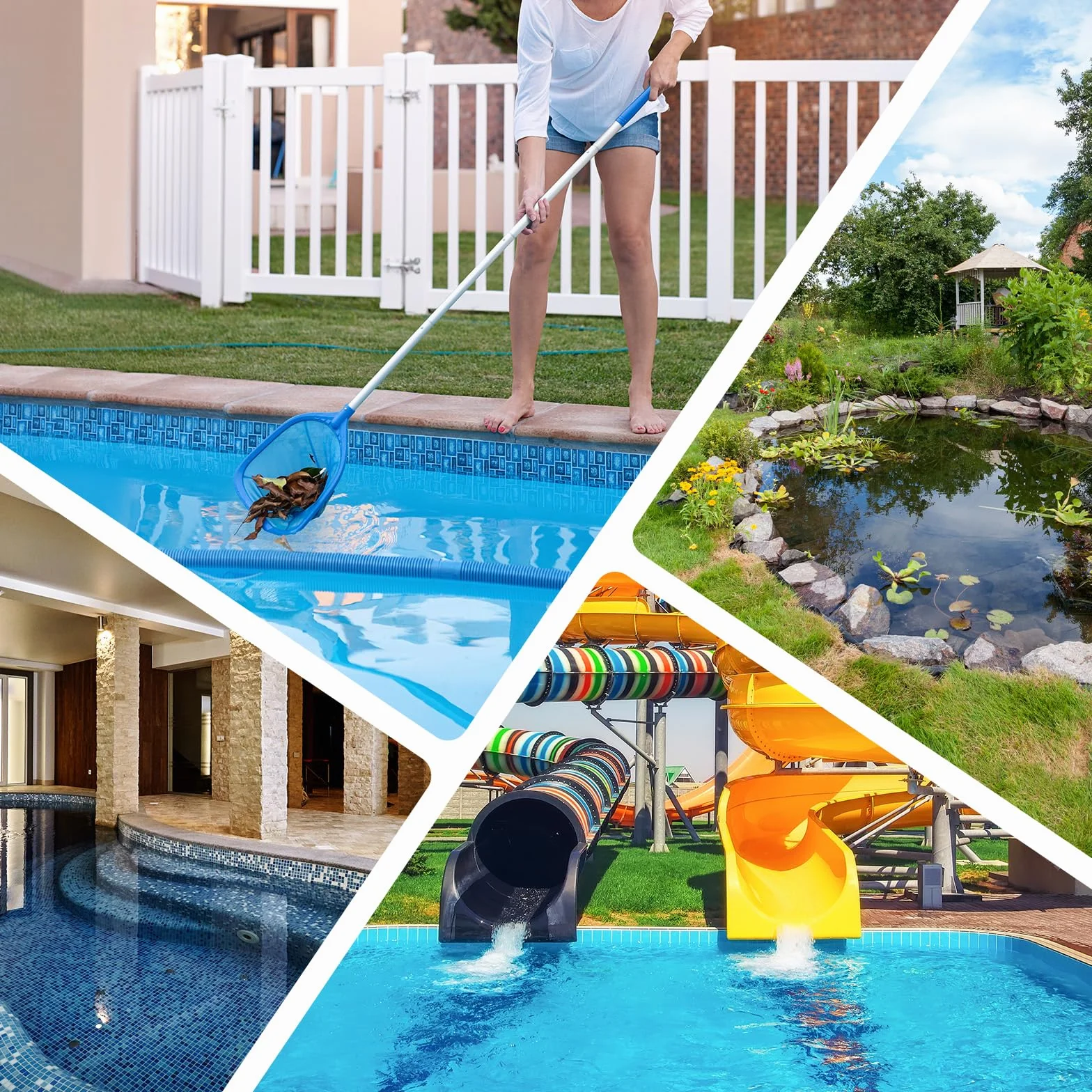 Épuisette de Surface pour Piscine 145cm, Filet de Fond avec Manche Aluminium 1,14m, Profonde 13cm, 4 Pièces pour Piscine Spa