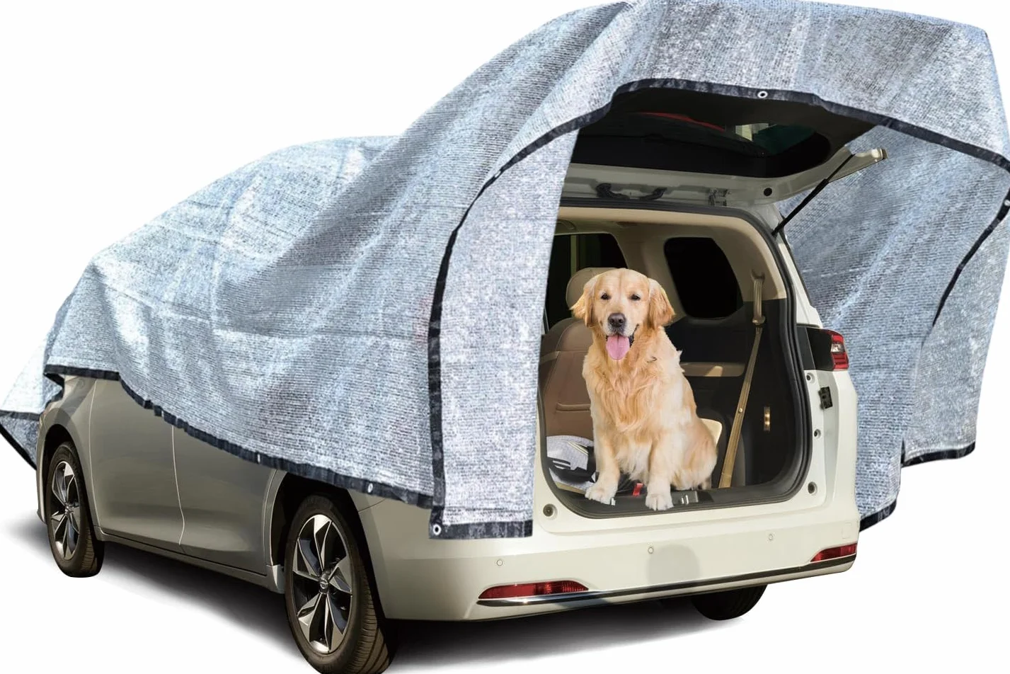 Filet d'ombrage pour voiture 3x4 m 80% aluminium avec œillets respirant