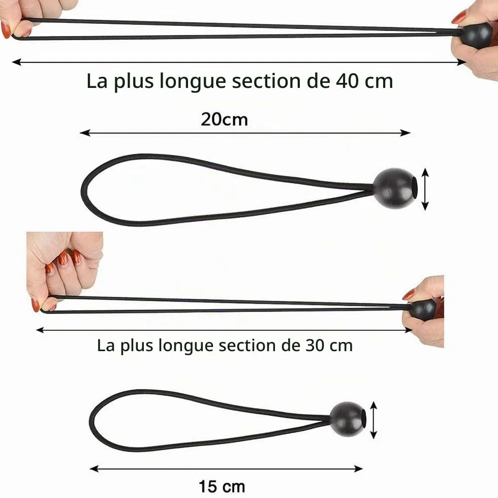 30 Pièces Tendeur Elastique, Tendeur Bache, Sandow Elastique, Tendeur Élastique pour Pavillon, Bâche, Camping, Tente, Rideaux Harnais d’Extension(200mm and 150mm)