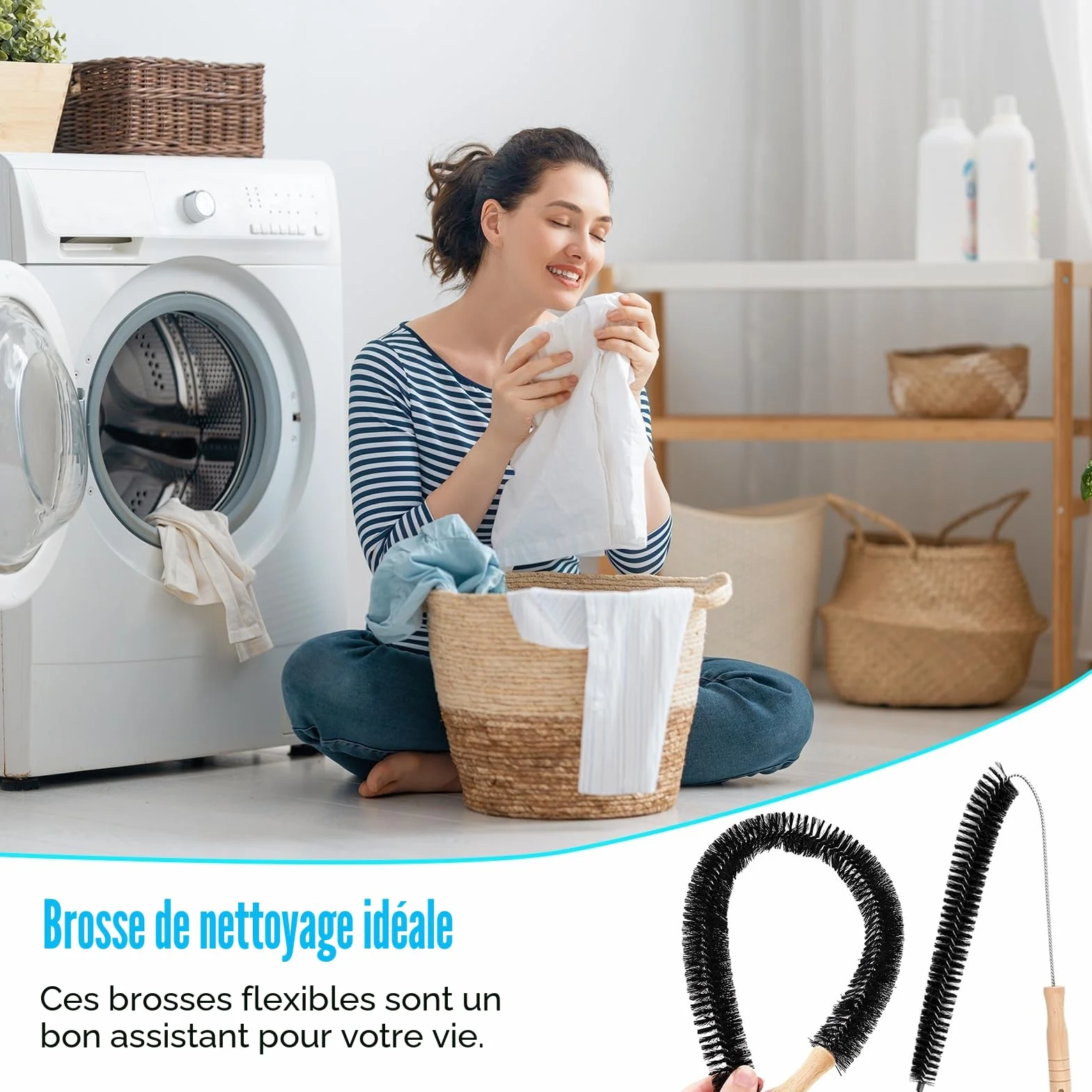 Brosse pour Radiateur, 2 Pièces Brosse de Radiateur avec Manche en Bois, Brosse Nettoyage Radiateur Flexible Pliable pour Machine à Laver, Nettoyer Tous Les Coins