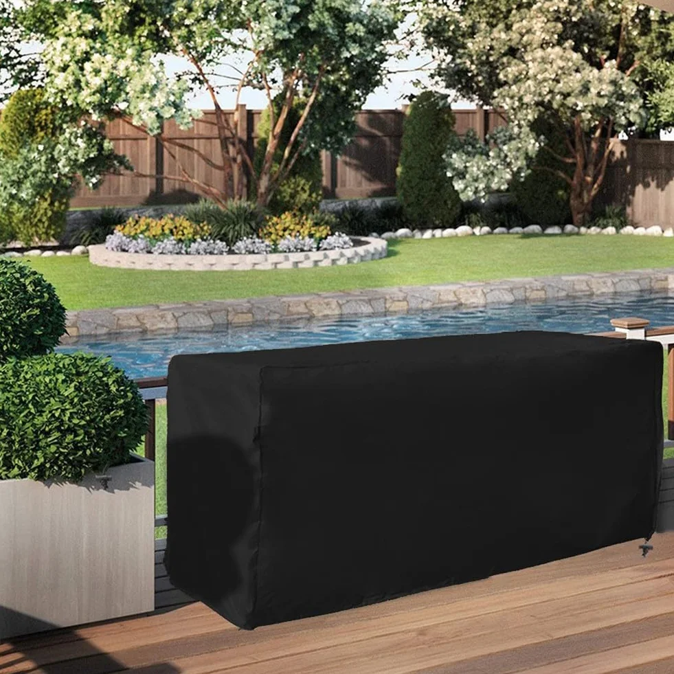 Housse de coffre de terrasse en tissu Oxford imperméable 130x60x71 cm noir