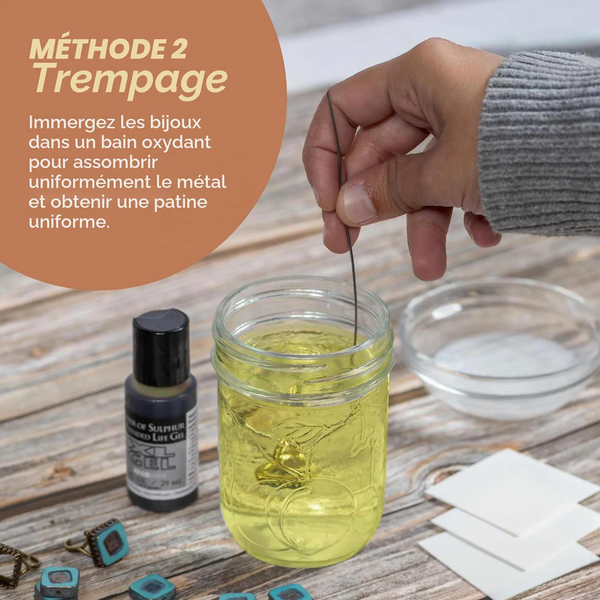 The Beadsmith Gel XL, Liver of Sulfur Extended Life Gel, flacon de 29 ml, appliquez une finition patinée sur l'argent, le cuivre et d'autres métaux pour un look oxydé sur les projets d'art et de
