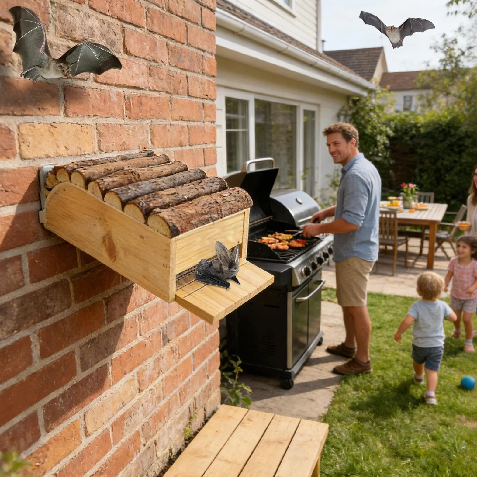 Maison pour chauve-souris en bois résistant aux intempéries | Grand abri compact pour jardin et cour
