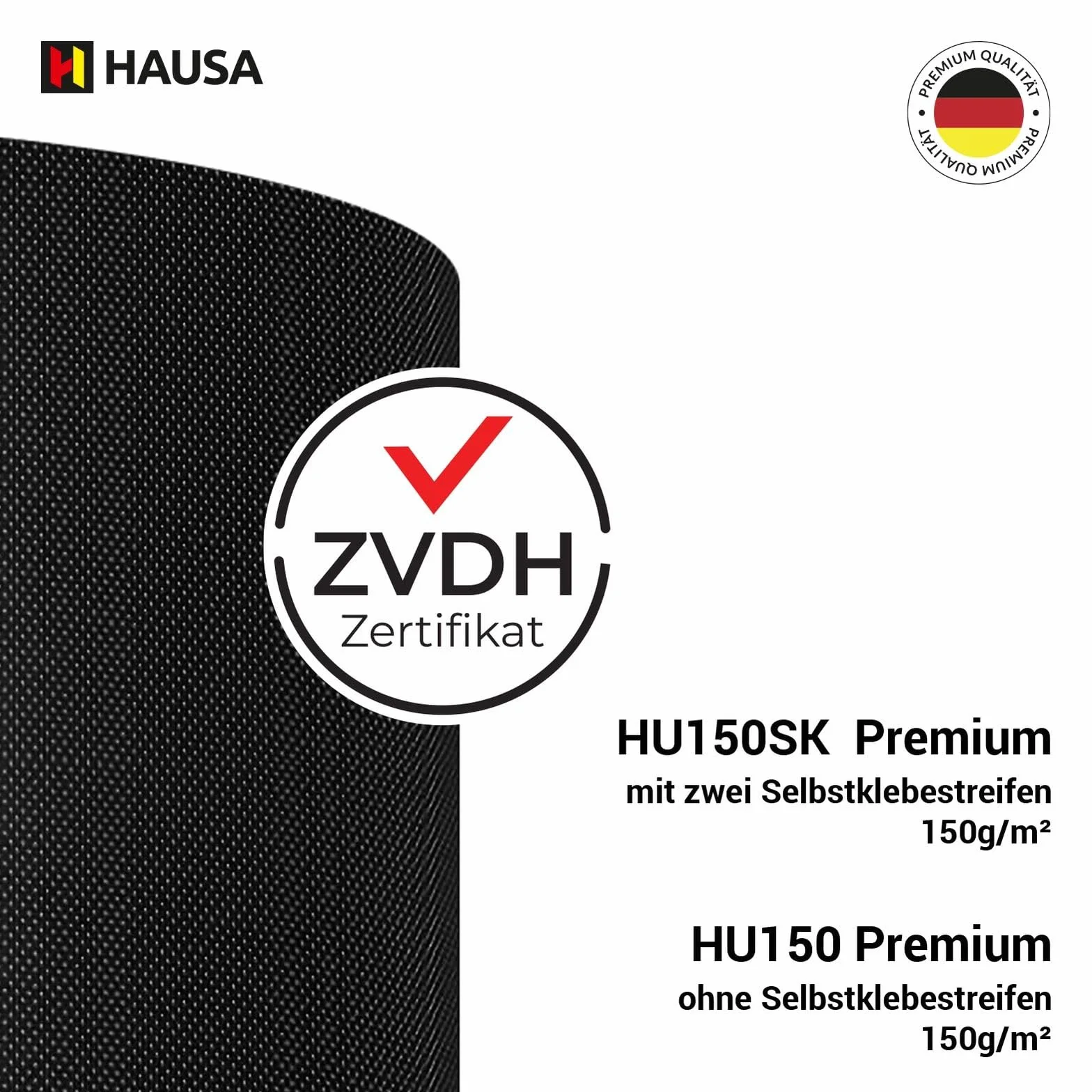HAUSA membrane de sous-toiture Premium HU150 150g/m² 75m² (1,5mx50m) classe UDB-A/USB-A selon ZVDH, résistante à la pluie et ouverte à la diffusion, résistante aux UV, sans bande adhésive